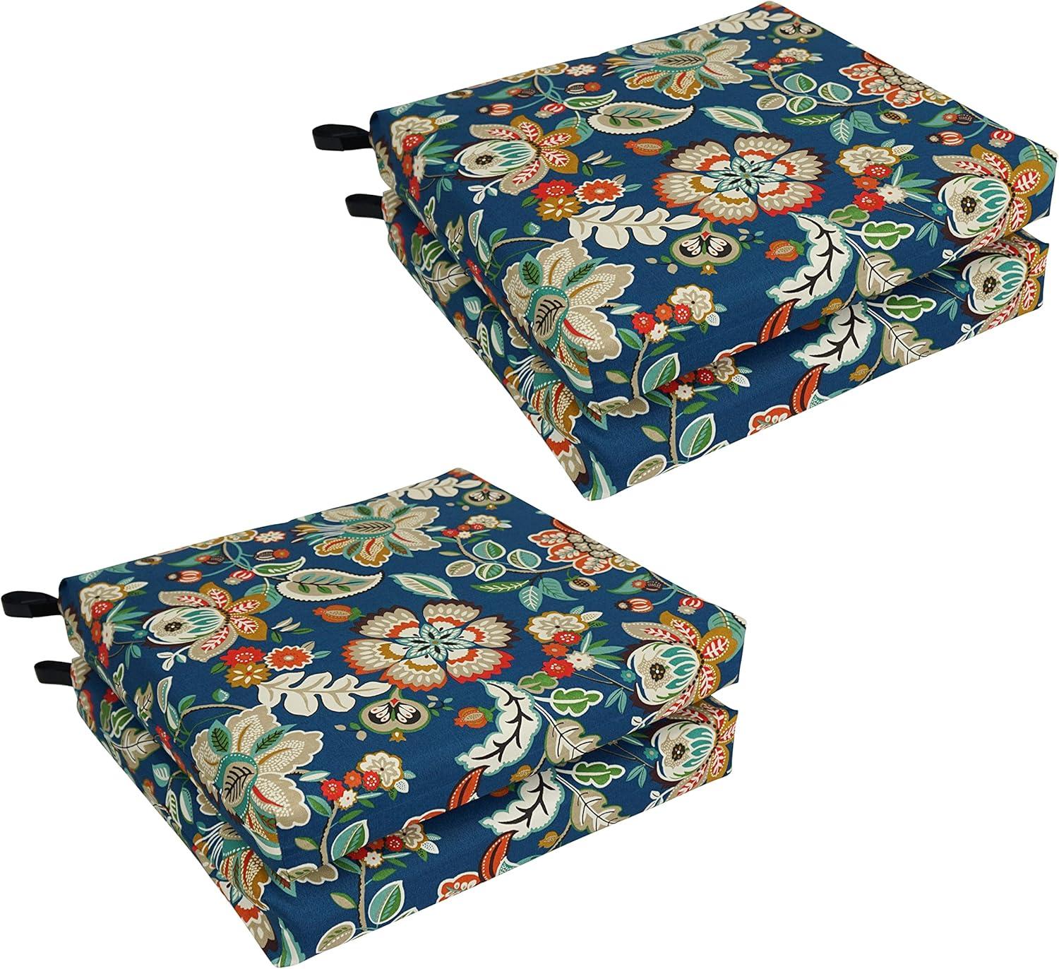Blazing Needles, 20-inch by 19-inch Patterned Outdoor Spun Polyester Chair Cushions (Set of 4)
