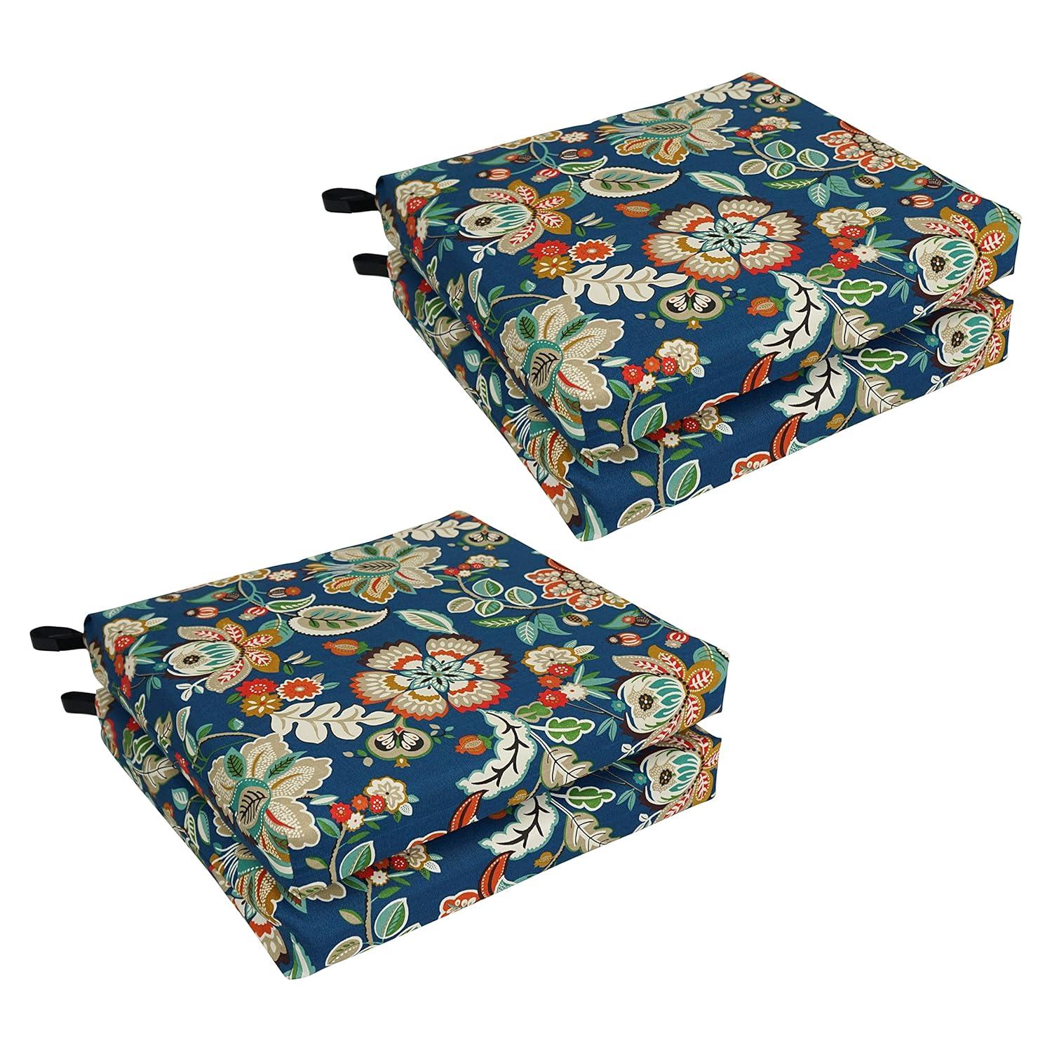 Blazing Needles, 20-inch by 19-inch Patterned Outdoor Spun Polyester Chair Cushions (Set of 4)