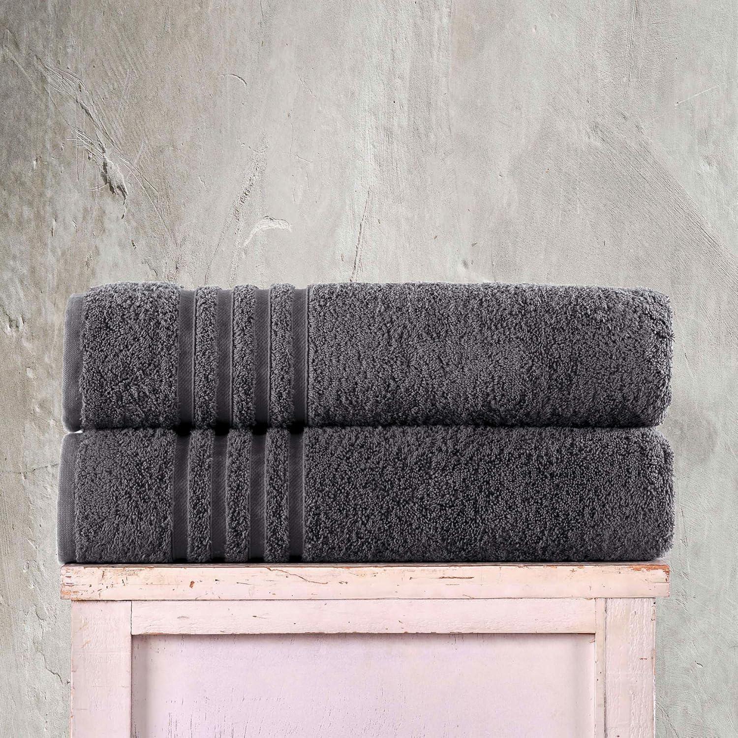 Jumbo Large Bath Sheets Towels 2 Pack Soft and Absorbent, 100% Cotton Towels (Sea Salt, Bath Sheet)