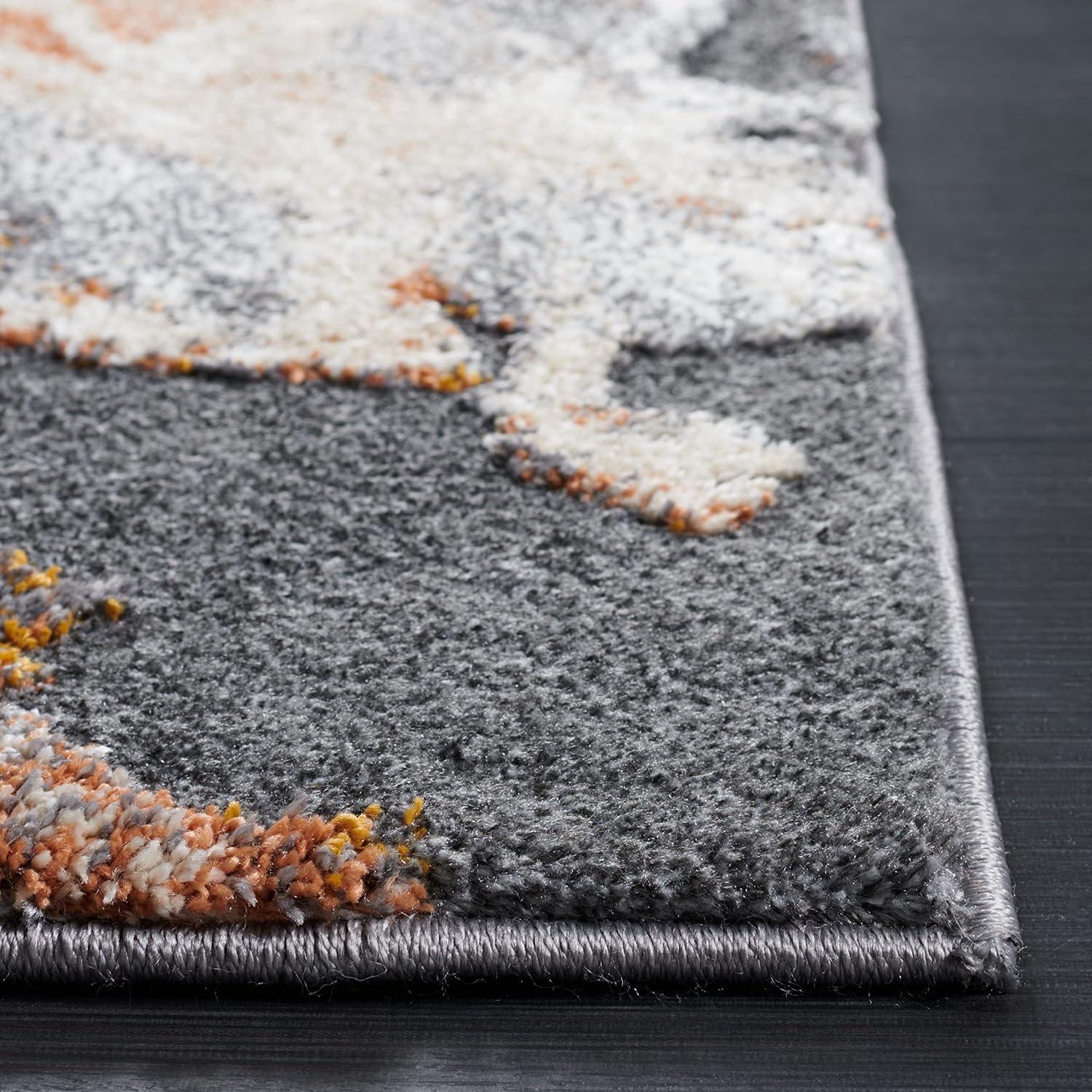 Cyrus Shag CYR121 Power Loomed Indoor Area Rug - Dark Grey/Orange - 6'7"x6'7" - Safavieh