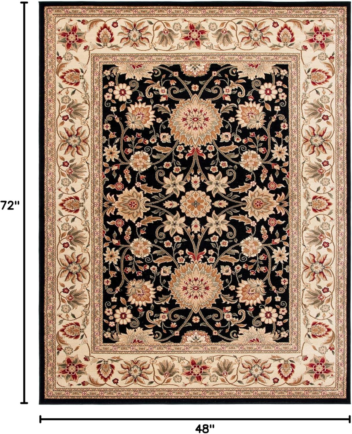 SAFAVIEH Lyndhurst Victoria Traditional Floral Area Rug, Black/Ivory, 4' x 6'