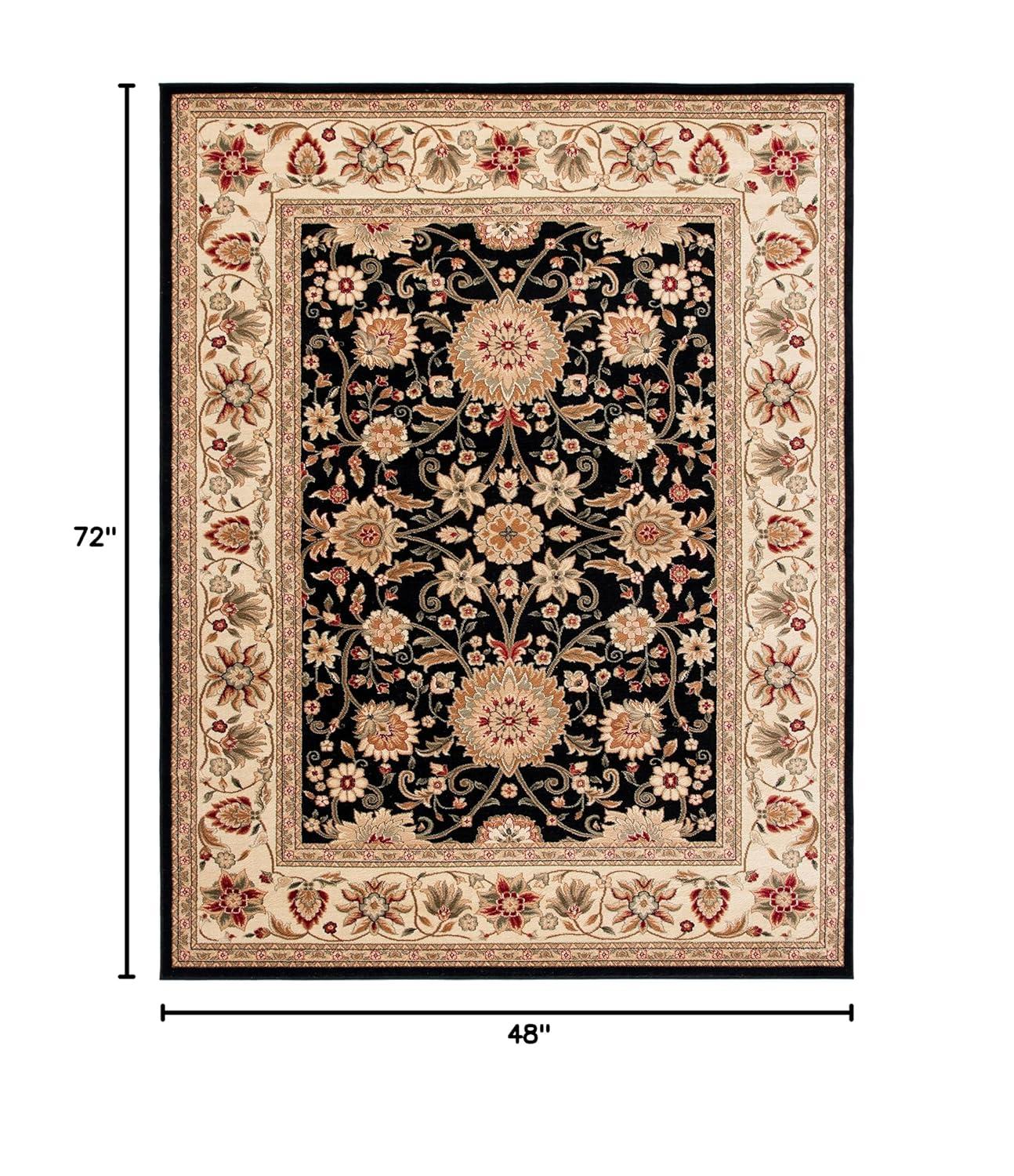 SAFAVIEH Lyndhurst Victoria Traditional Floral Area Rug, Black/Ivory, 4' x 6'