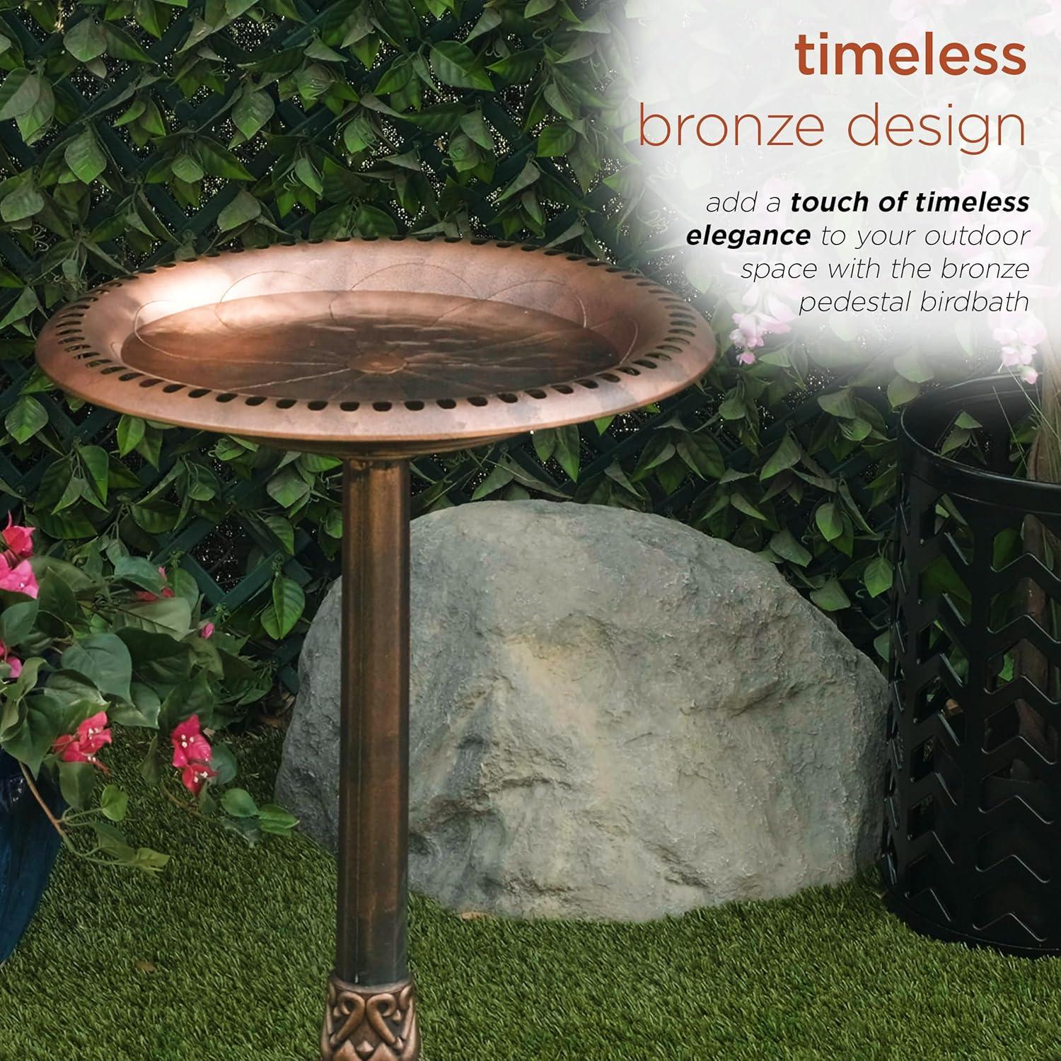 Alpine Pedestal Birdbath with Scrollwork Base and Stakes & Reviews | Wayfair