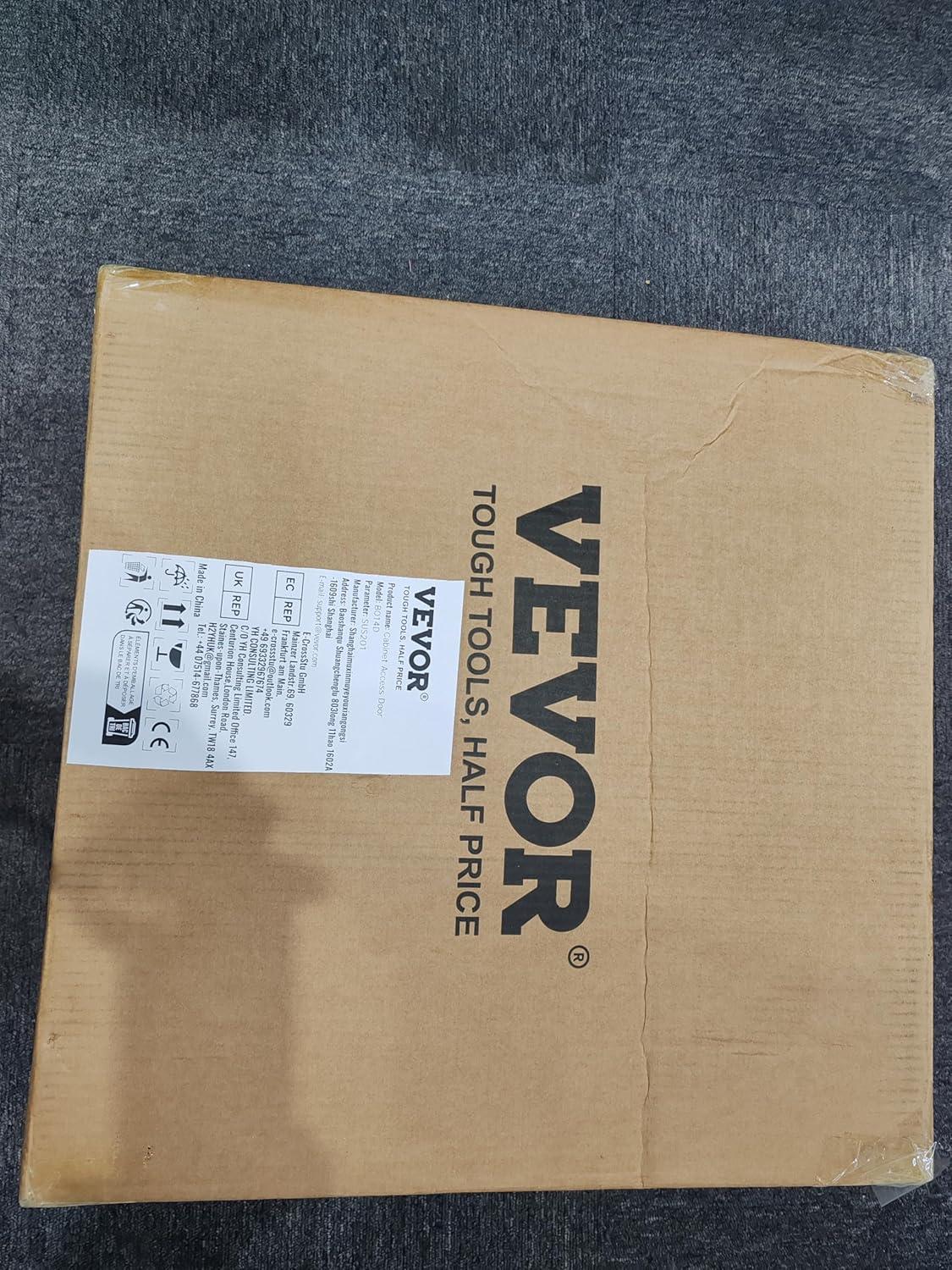 VEVOR Outdoor BBQ Kitchen Door - 14W x 20H Inch Stainless Steel Flush Mount Vertical Wall Door with Handle for Island, Grilling Station