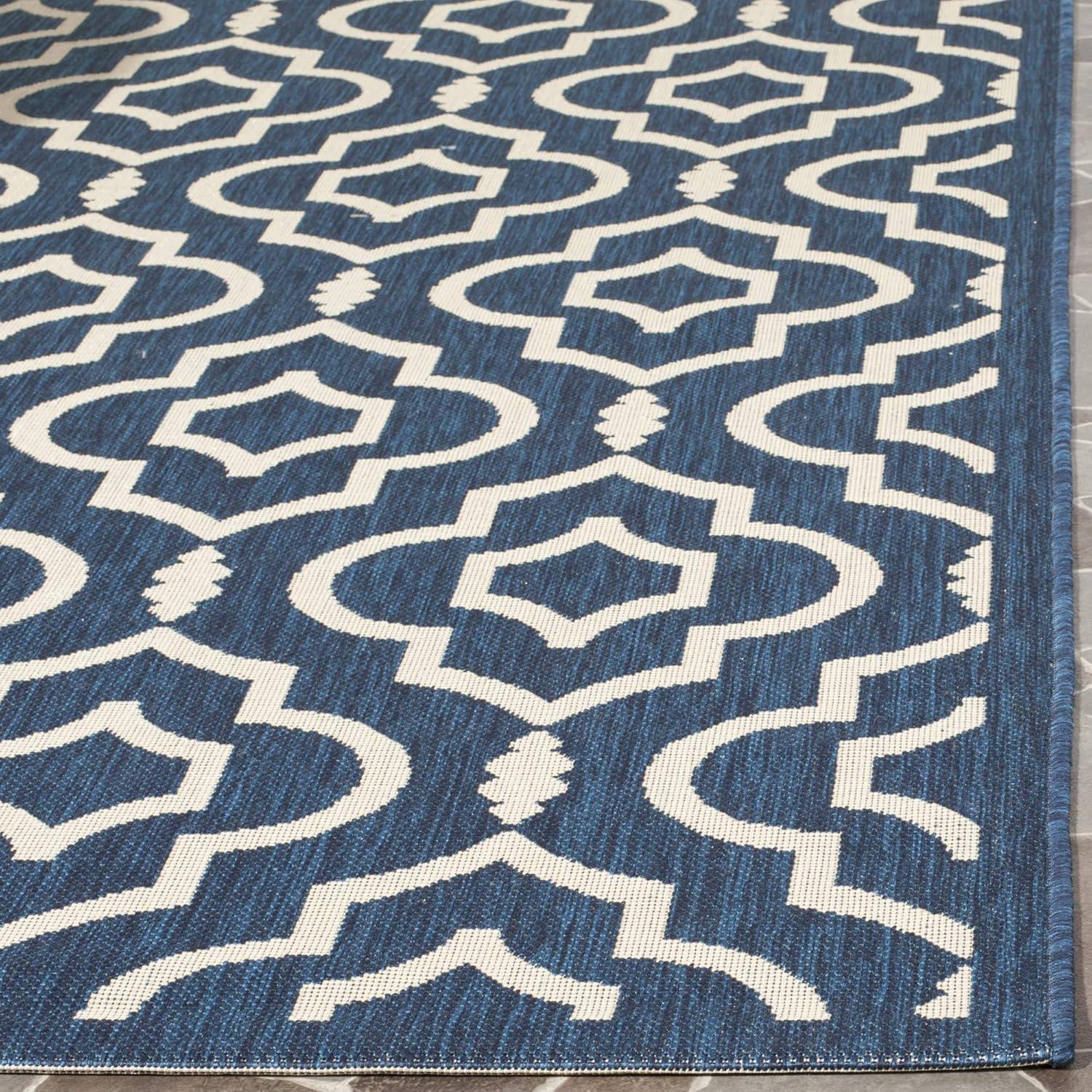 Anthracite and Beige Geometric 5' x 7' Outdoor Area Rug