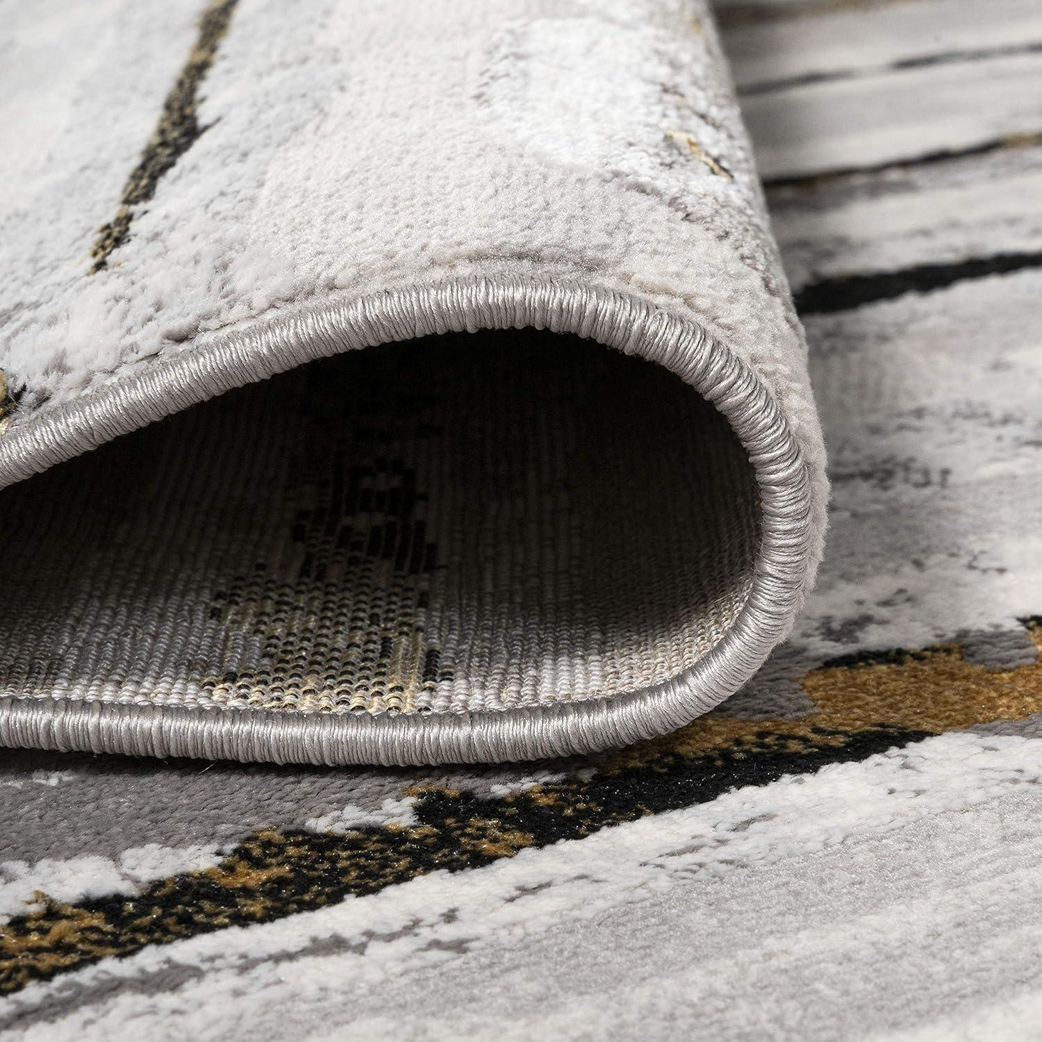 5'x8' Batten Modern Stripe Area Rug, Gray/Black - JONATHAN Y