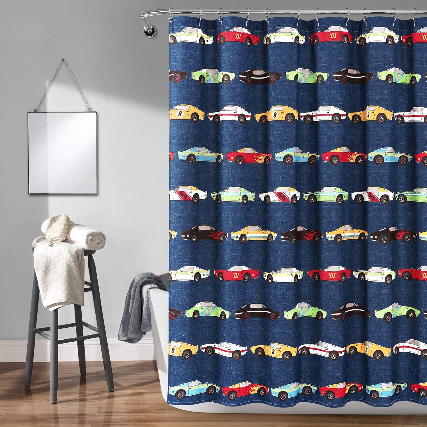 Lush Decor Race Cars Shower Curtain