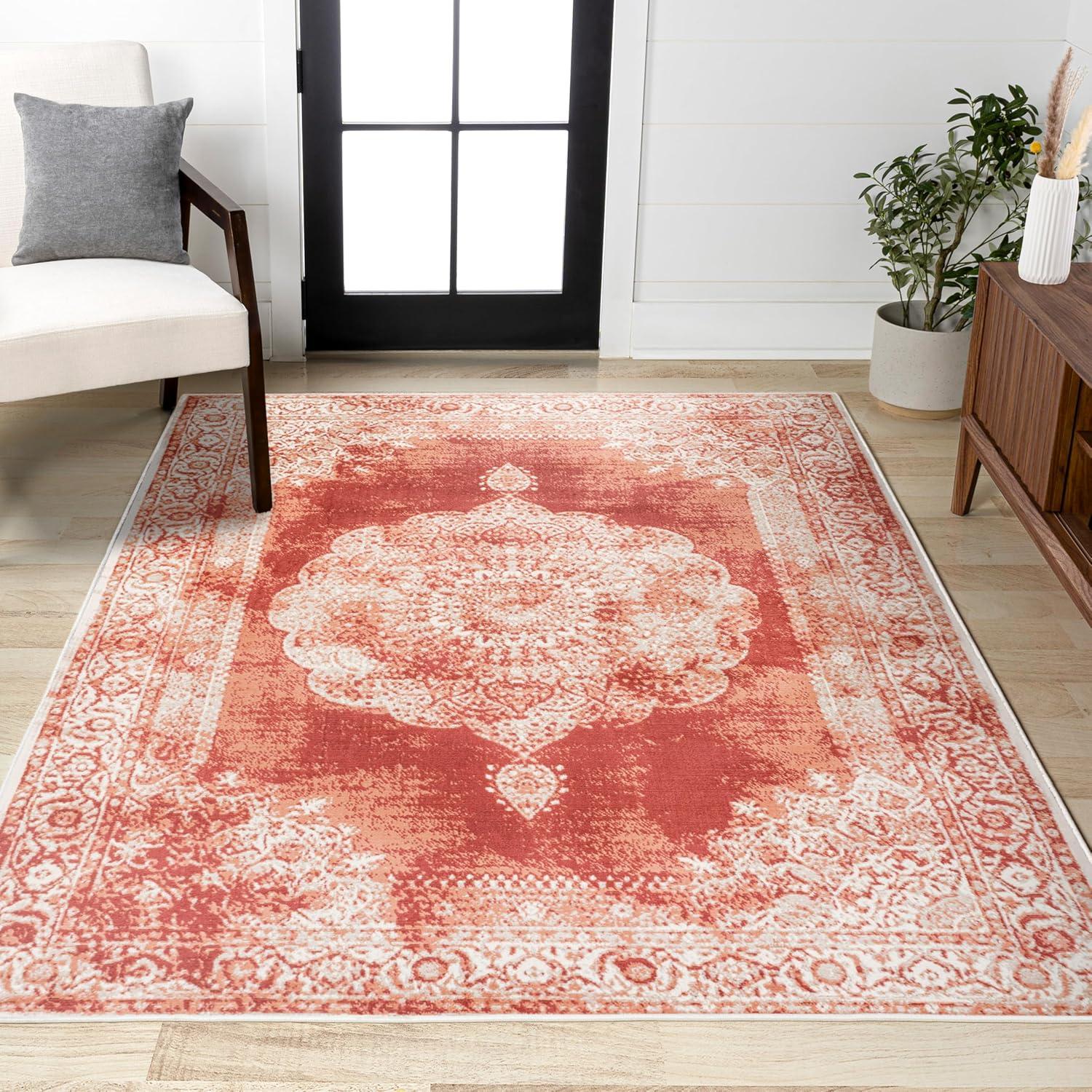 JONATHAN Y Rosalia Cottage Medallion Peach/Ivory 3 ft. x 5 ft. Area Rug
