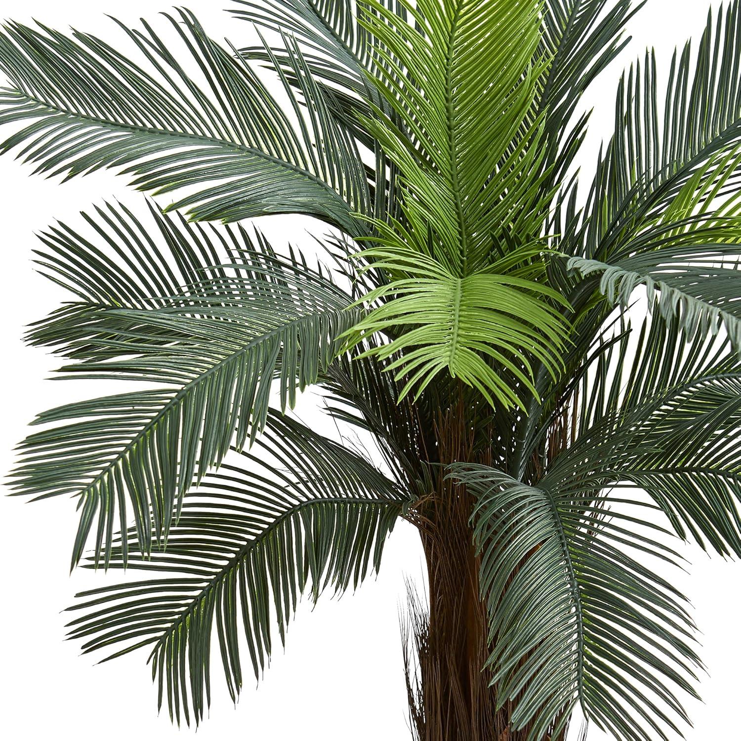 Nearly Natural 4.5' Cycas Artificial Tree in Orange Planter UV Resistant
