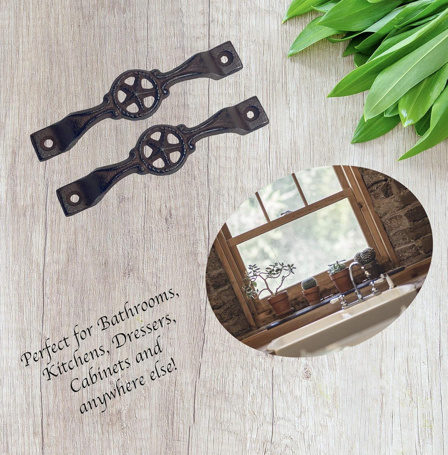 Urbalabs Vintage Star Cast Iron Kitchen Cabinet Handles and Drawer Pulls Antique Barn Style Country Home Rustic Decor Farmhouse Cabinet Handle Western Cabinet Knobs (24, Rustic Star Cast Iron)