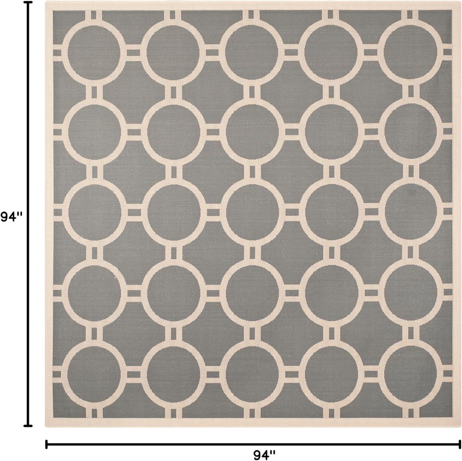 Courtyard CY6924 Power Loomed Indoor/Outdoor Area Rug - Black/Beige - 7'1x7'1 - Safavieh.