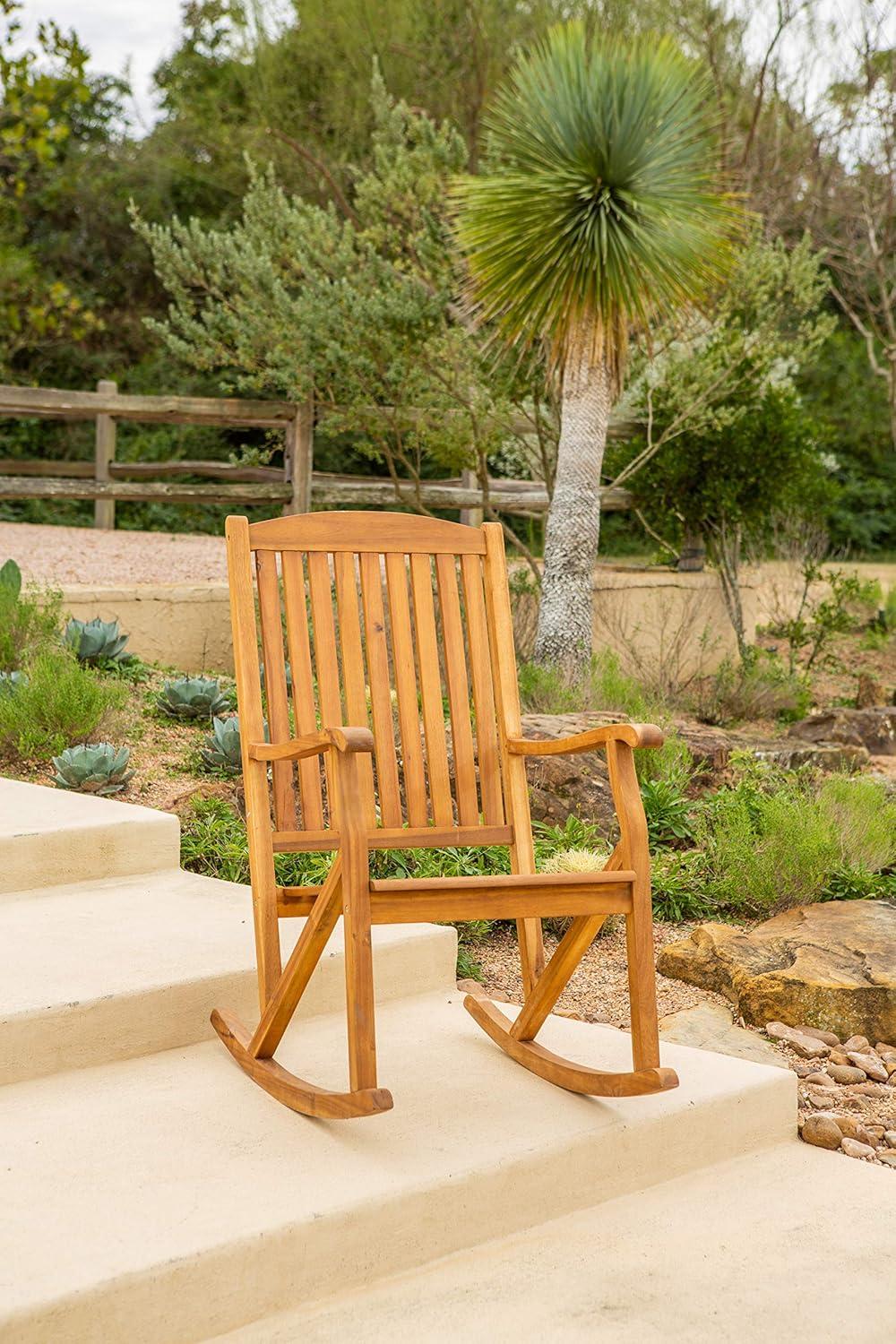 Leigh Country Sequoia Series Adult Rustic Acacia Hardwood Garden Relaxation Rocking Chair, Brown