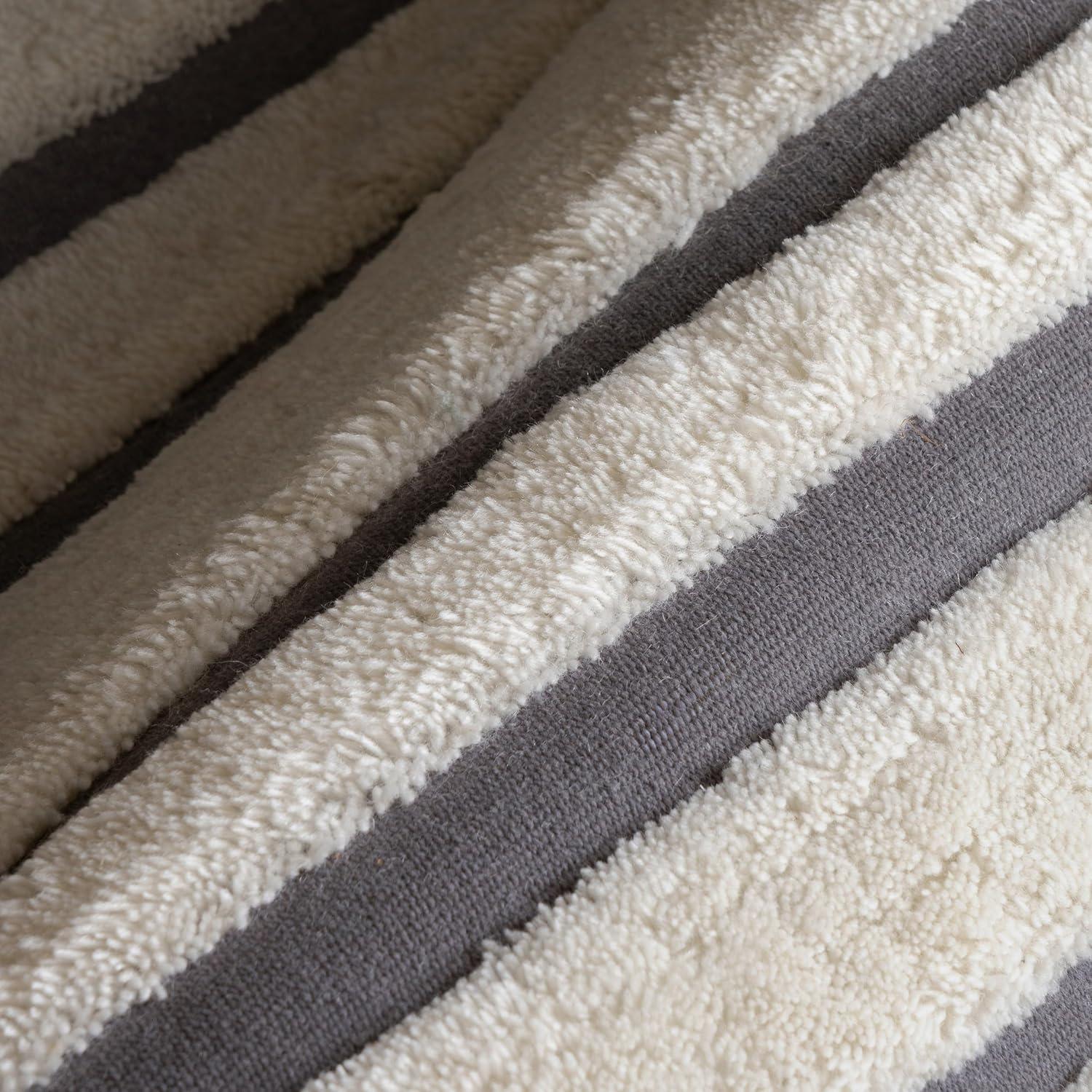 Frenshe Interiors x Rugs USA - Studio Striped New Zealand Wool Indoor Area Rug, Runner 2' 6" x 8', Studio Ivory