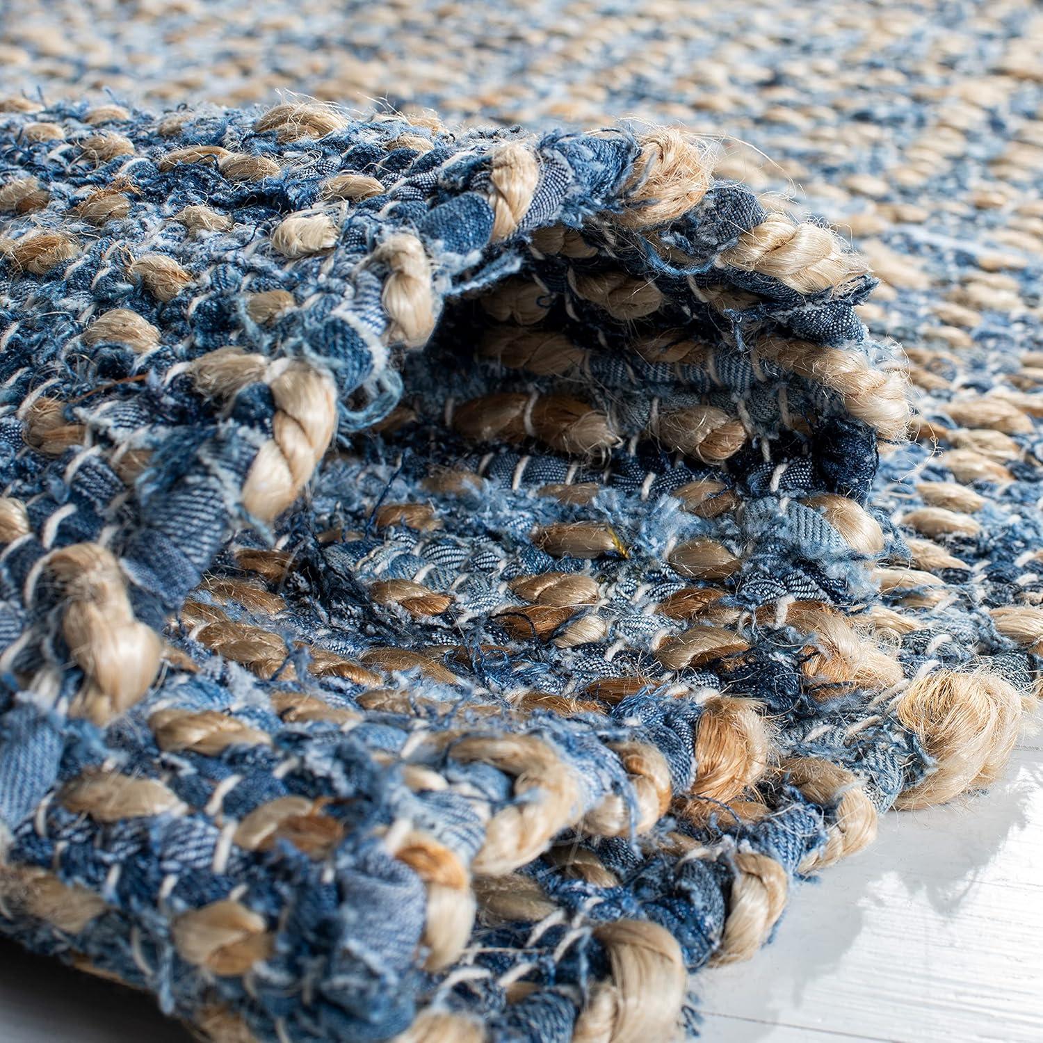 Cape Cod CAP351 Woven Indoor Area Rug - Natural/Blue - 10'x14' - Safavieh