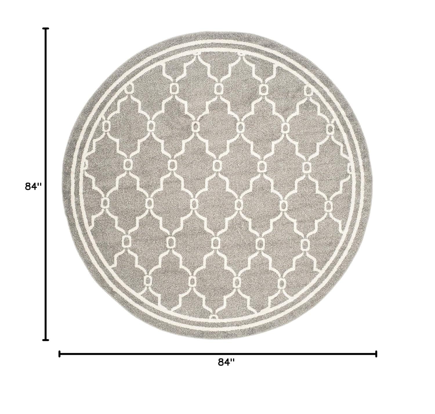 Amherst AMT414 Power Loomed Area Rug - Dark Grey/Beige - 7' Round - Safavieh.