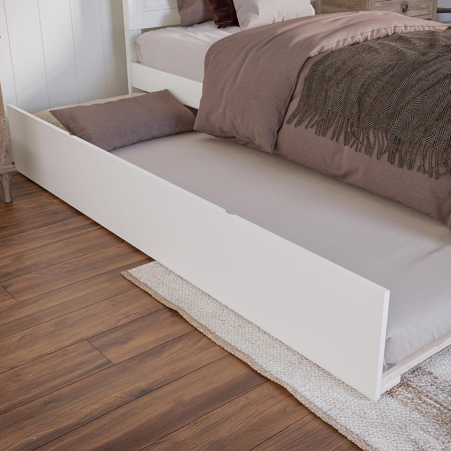 AFI Canyon White Solid Wood Platform Bed with Matching Footboard & Twin XL Trundle, Twin XL