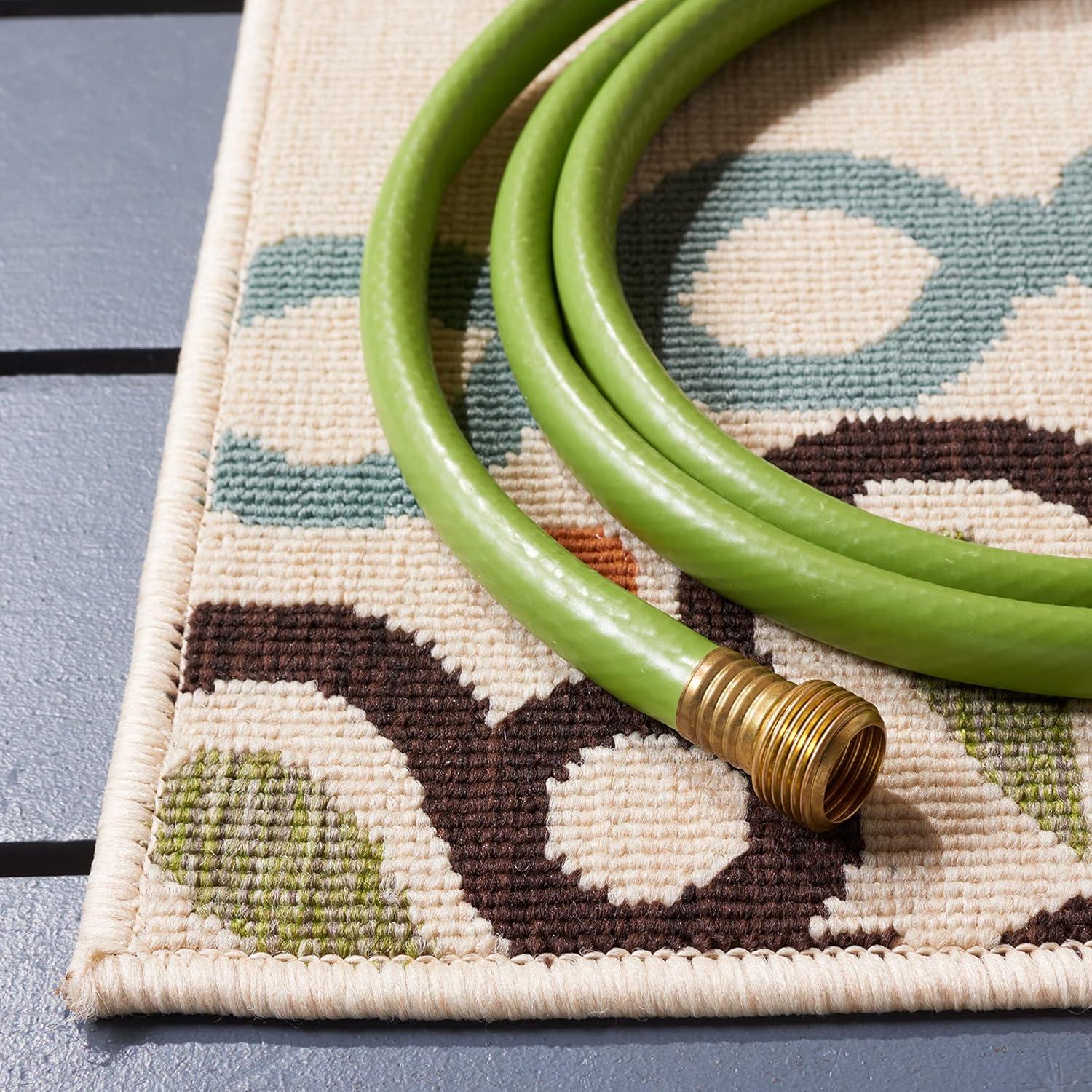 Veranda VER092 Power Loomed Indoor/Outdoor Accent Rug - Cream/Terracotta - 2'7"x5' - Safavieh
