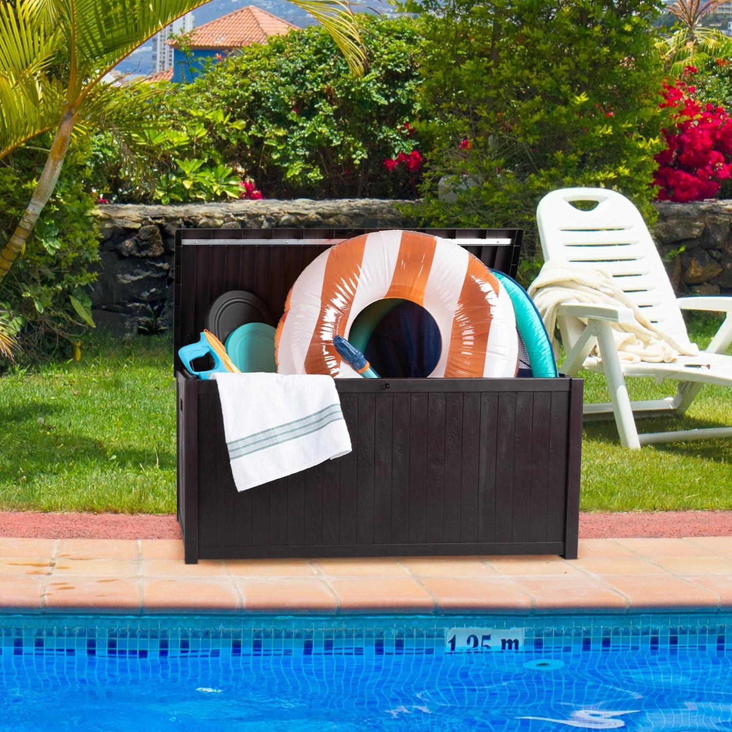 Pure Garden Outdoor Storage Box - 113 Gallon Lockable Deck Box for Pool Accessories, Patio Furniture Cushions, or Package Delivery for Outside by Pure Garden