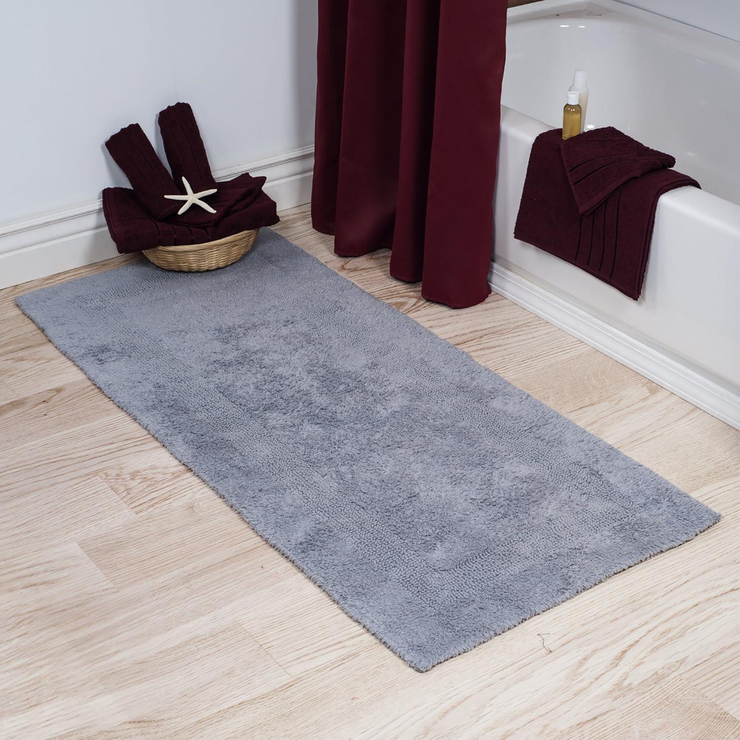 Silver 60'' x 24'' Cotton Reversible Bath Rug