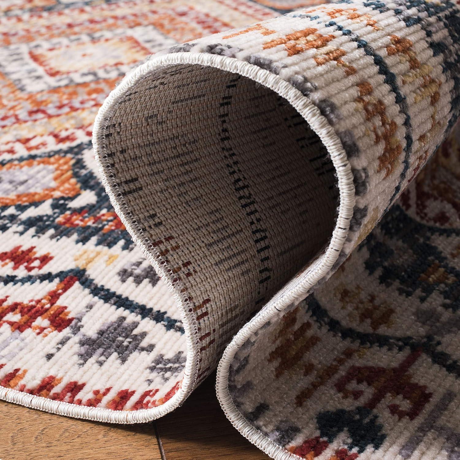 Farmhouse FMH816 Power Loomed Area Rug - Ivory/Navy - 4'0" X 5'4" - Safavieh.