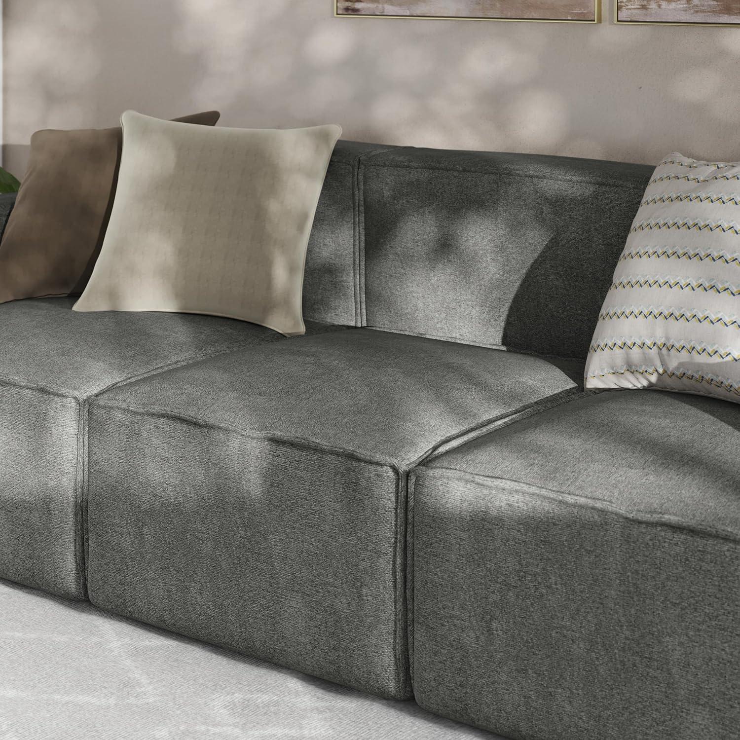 Gray Fabric Modular Armless Middle Chair for Sectional Sofa