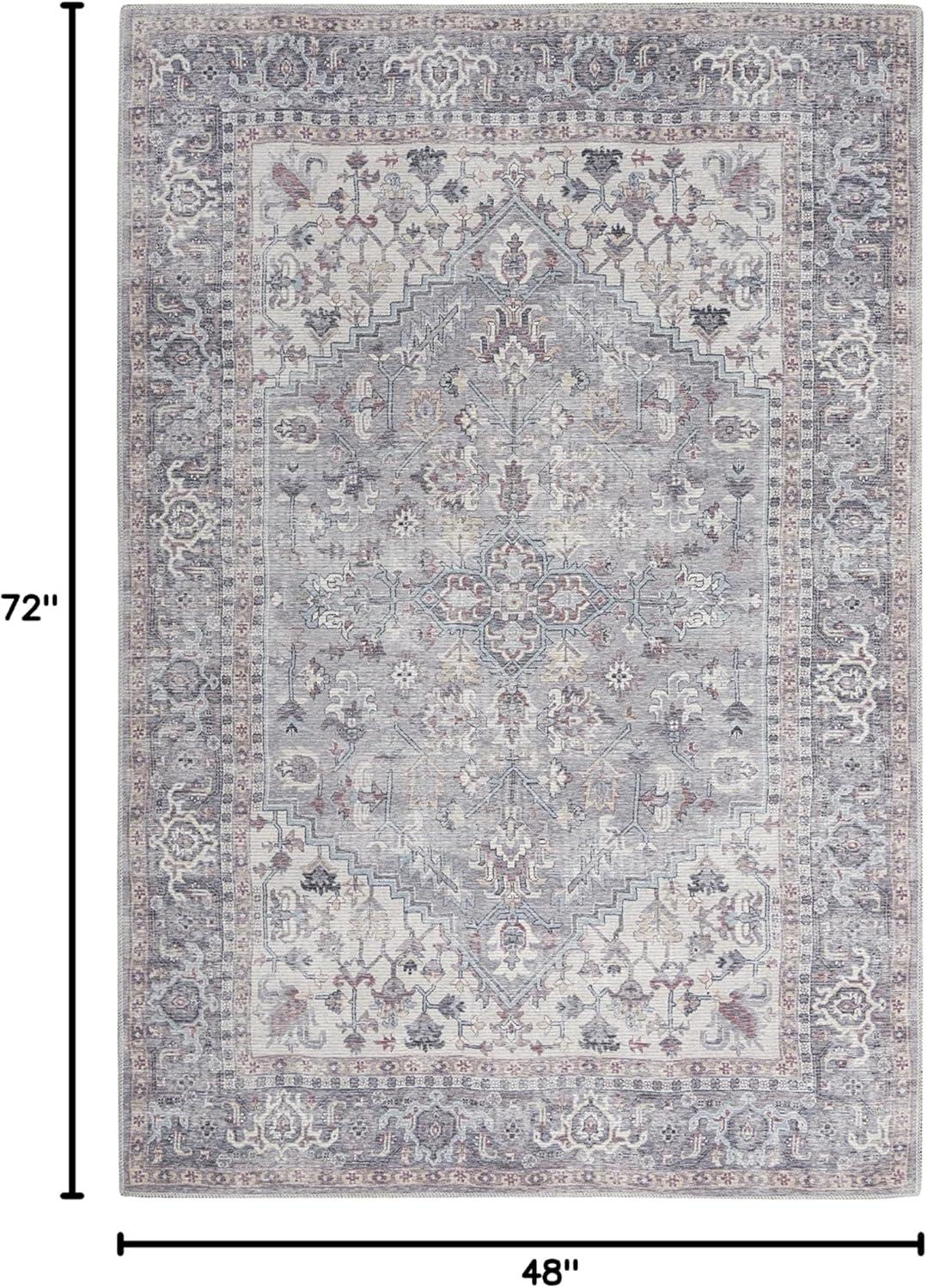 Machine Washable Oriental Gray Area Rug