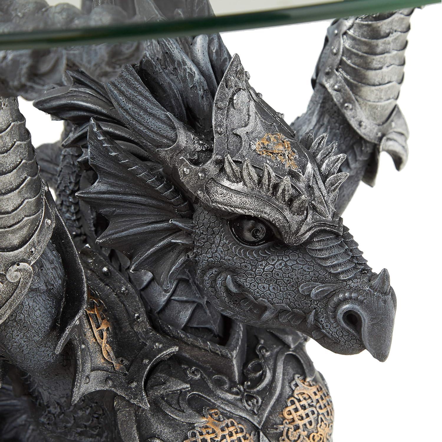 Hastings Warrior Dragon Sculptural Glass-Topped Table