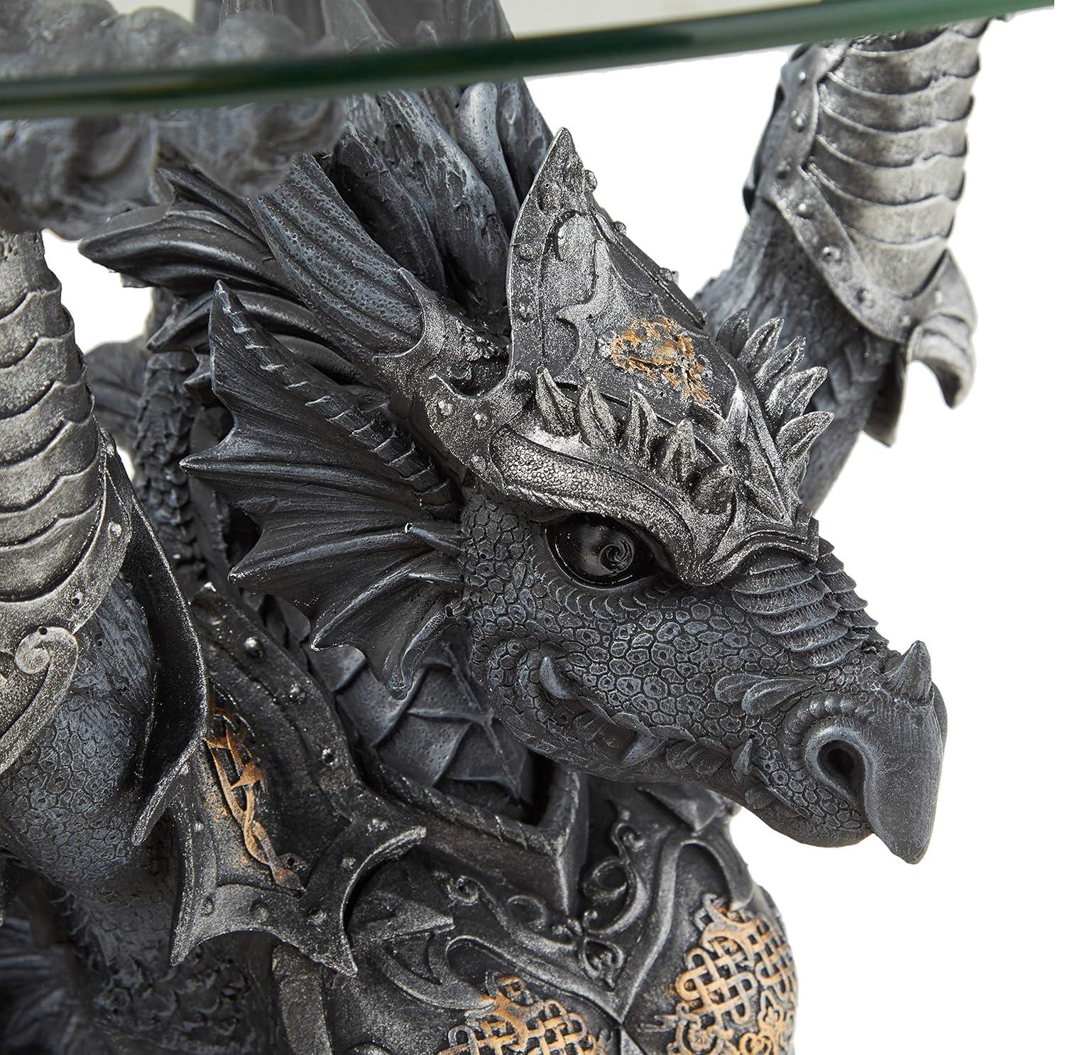 Hastings Warrior Dragon Sculptural Glass-Topped Table