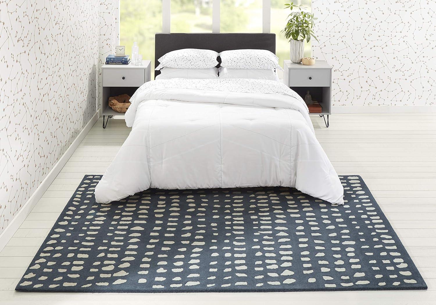 Skyline Decor Novogratz by  Delmar Boho Dots Hand-tufted Wool Area Rug Blue 9' x 12' 9' x 12' Indoor, Handmade Ivory Rectangle