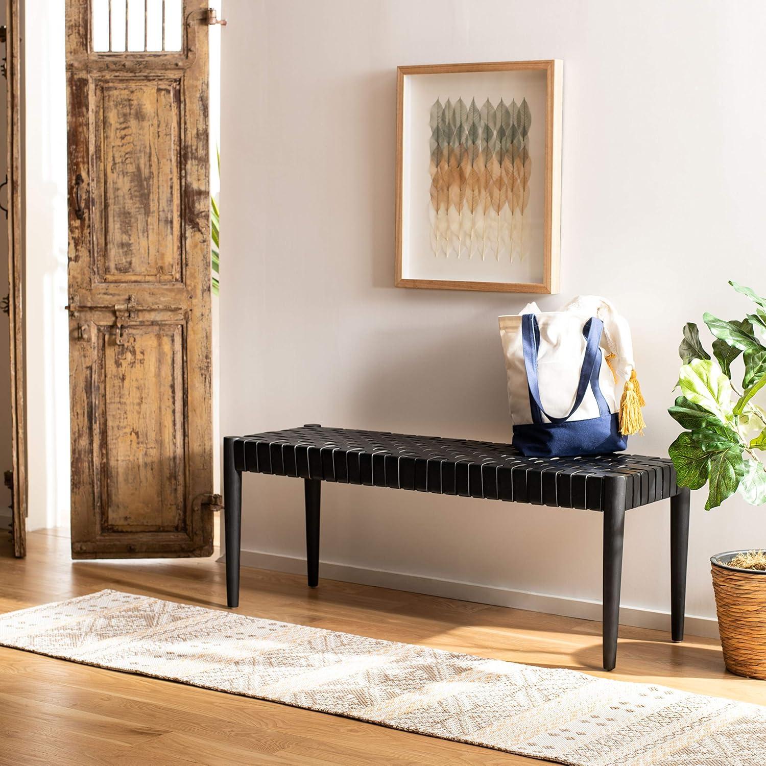 Orin 47" Woven Leather Bench