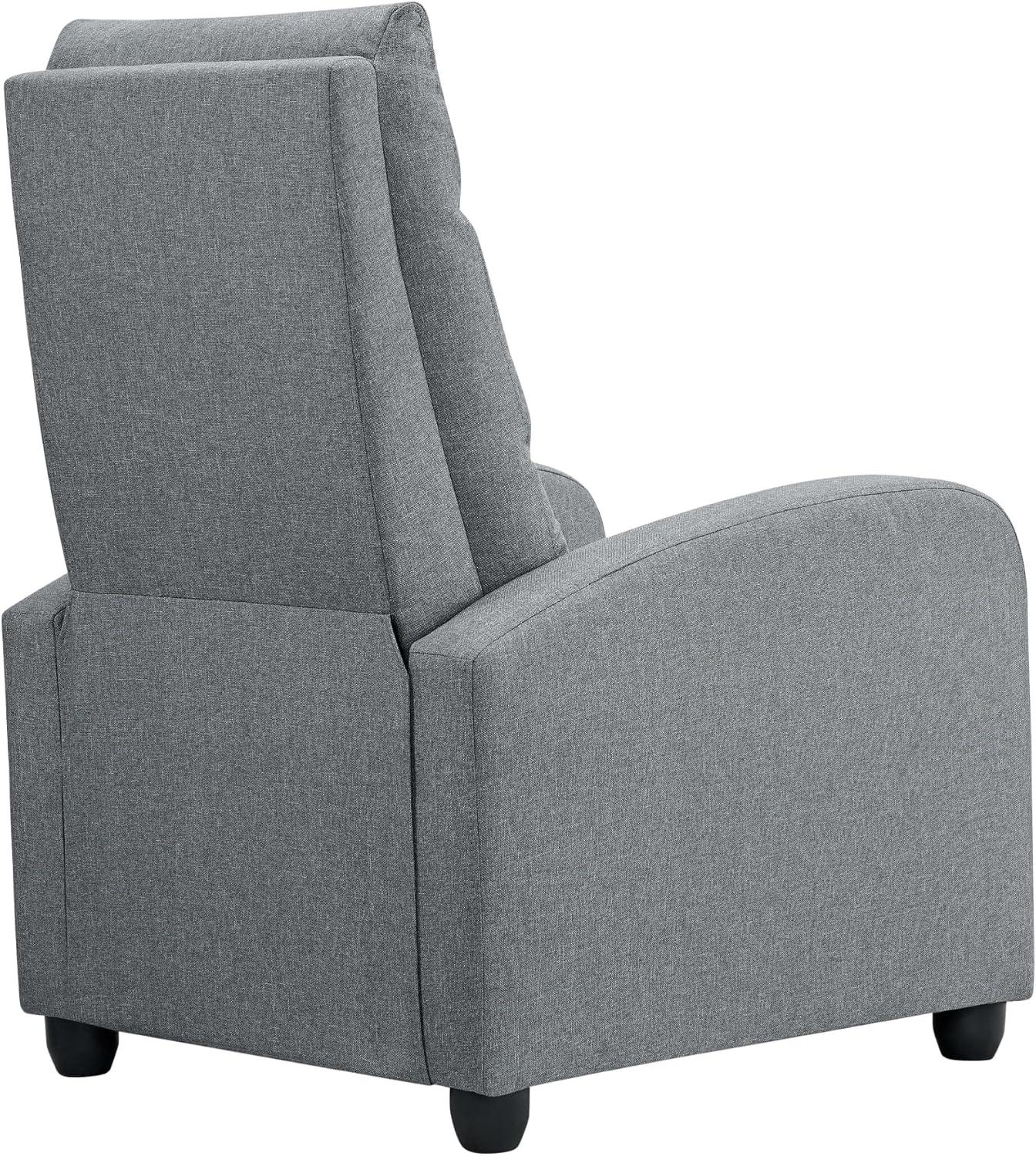 Recliner Chair for Adults Push Back Armchair Home Theater Seating with Lumbar Support Single Sofa for Living Room,Grey(Fabric)