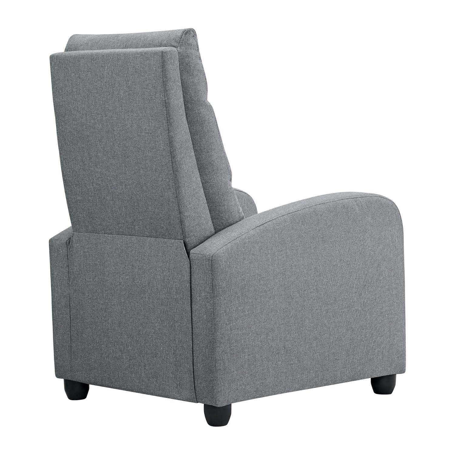 Recliner Chair for Adults Push Back Armchair Home Theater Seating with Lumbar Support Single Sofa for Living Room,Grey(Fabric)