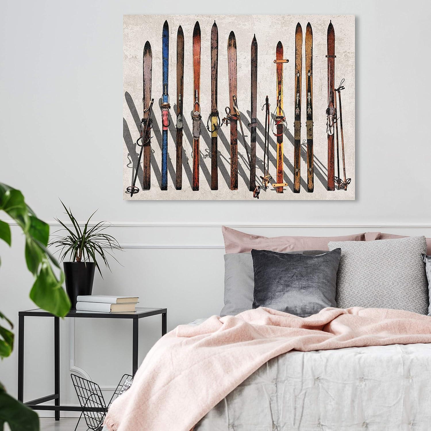 Art Remedy " Sports And Teams Vintage Skis, Modern & Contemporary Brown " by Oliver Gal