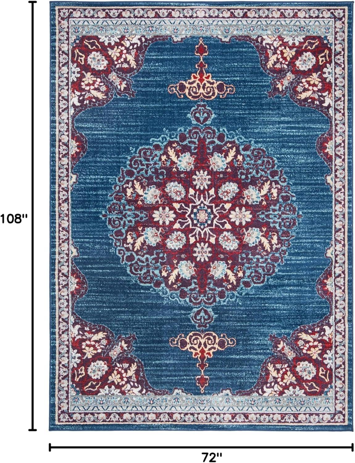 SAFAVIEH Brentwood Harland Floral Bordered Area Rug, 6' x 9', Navy/Burgundy