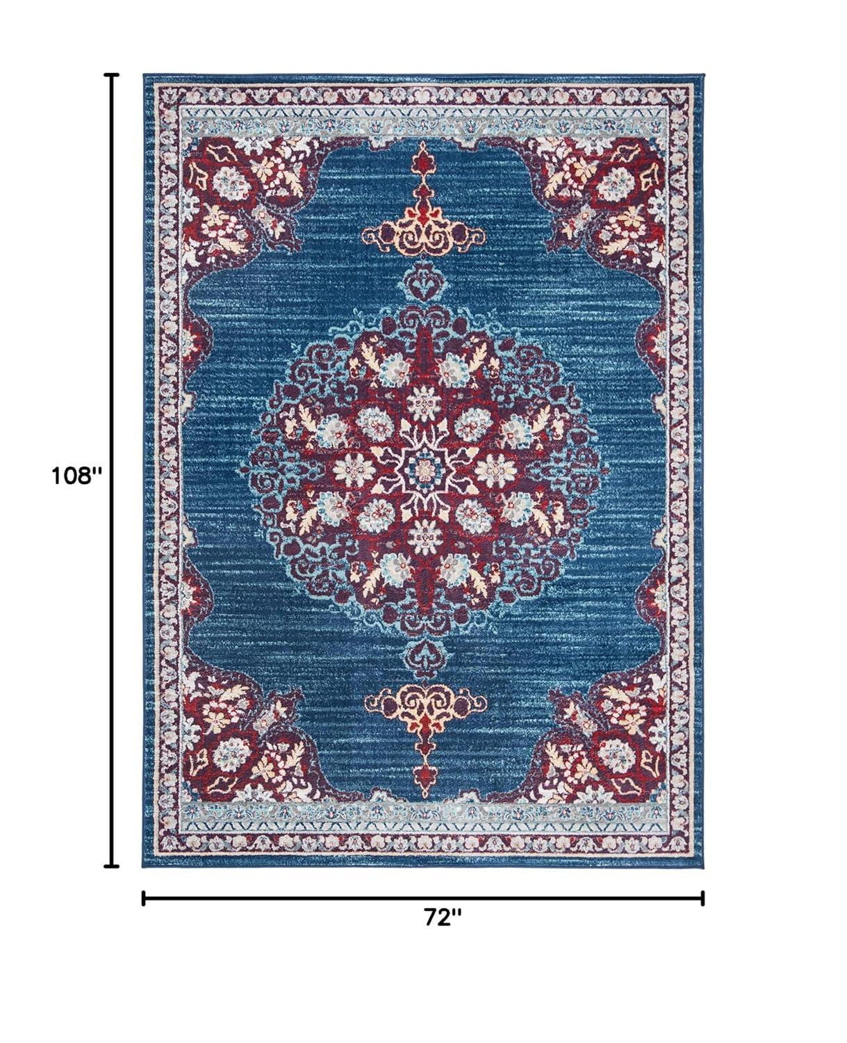 SAFAVIEH Brentwood Harland Floral Bordered Area Rug, 6' x 9', Navy/Burgundy