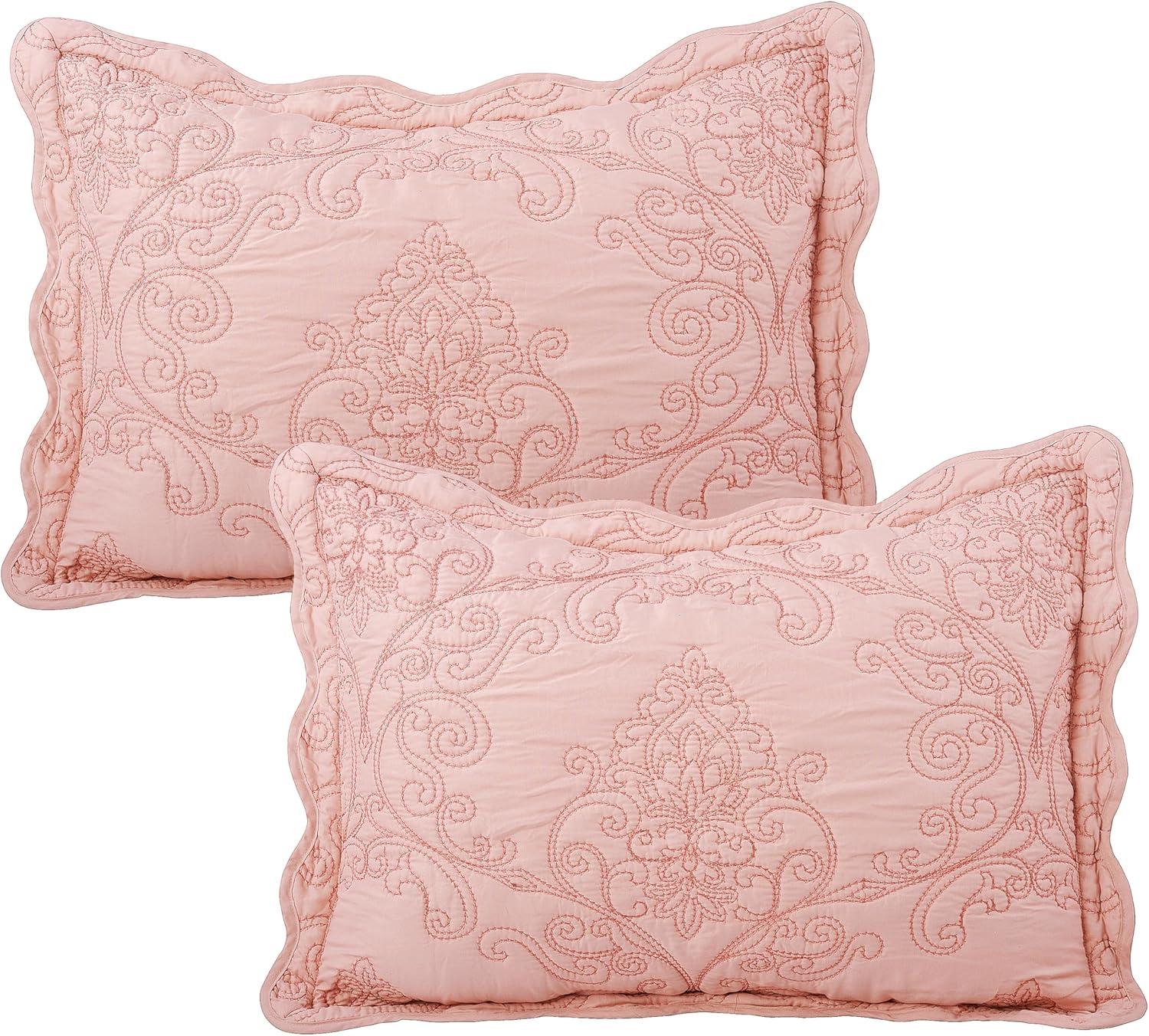 Home Soft Things 4 Piece Damask Embroidery Bedspread Set