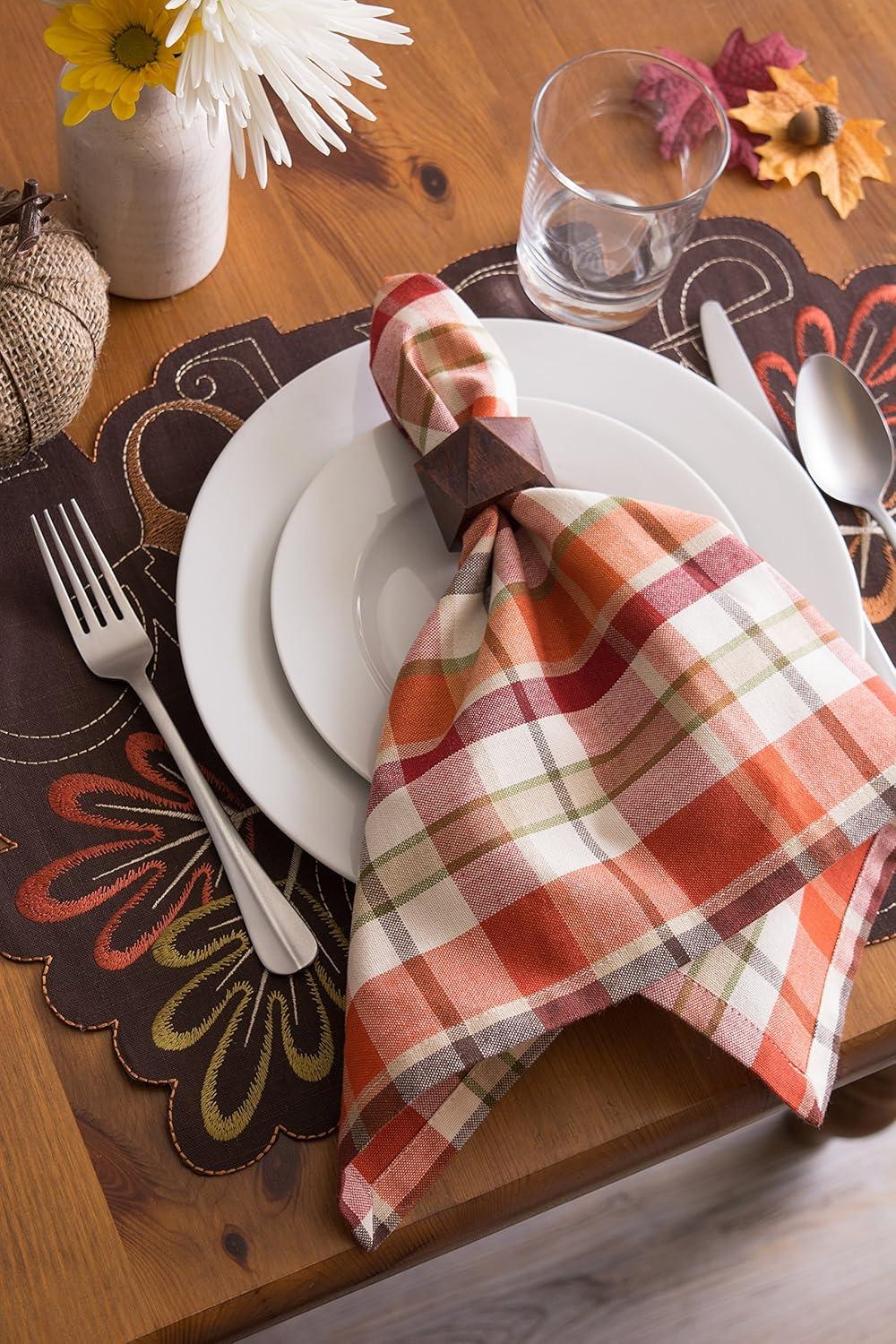 DII 100% Cotton, Oversized Basic Fall & Holiday 20x 20" Cloth Napkins, Set of 6, Pumpkin Spice