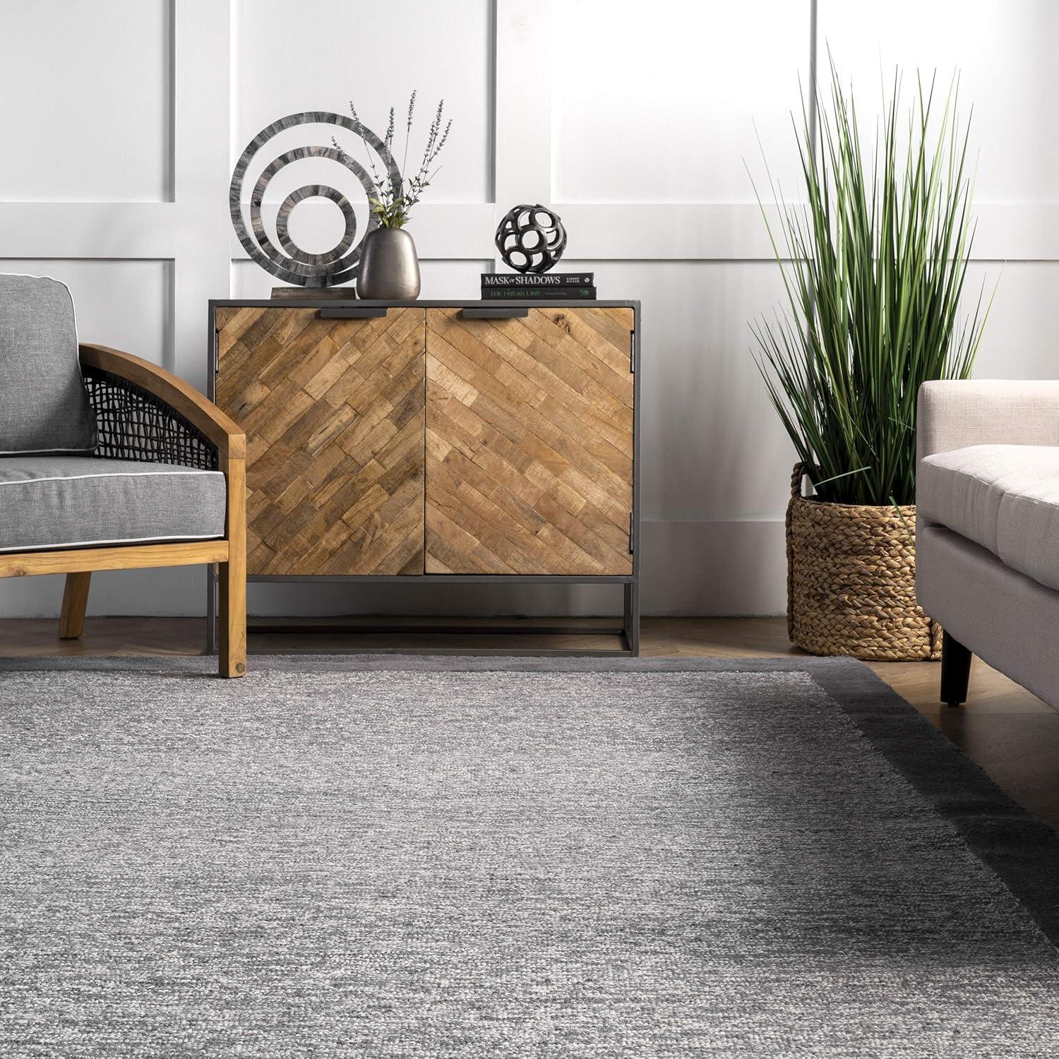 5&#39;x8&#39; Marianne Handmade Wool Border Area Rug Gray - nuLOOM