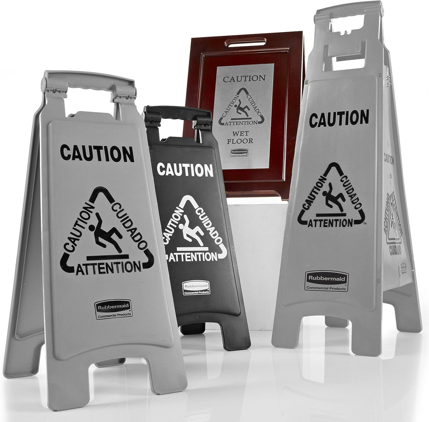 Rubbermaid Commercial Products Executive 2-Sided Multi-Lingual Caution Sign
