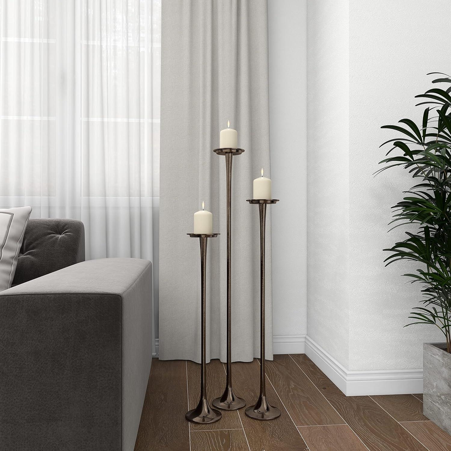 Set of 3 Metallic Aluminum Candle Holders - Olivia & May