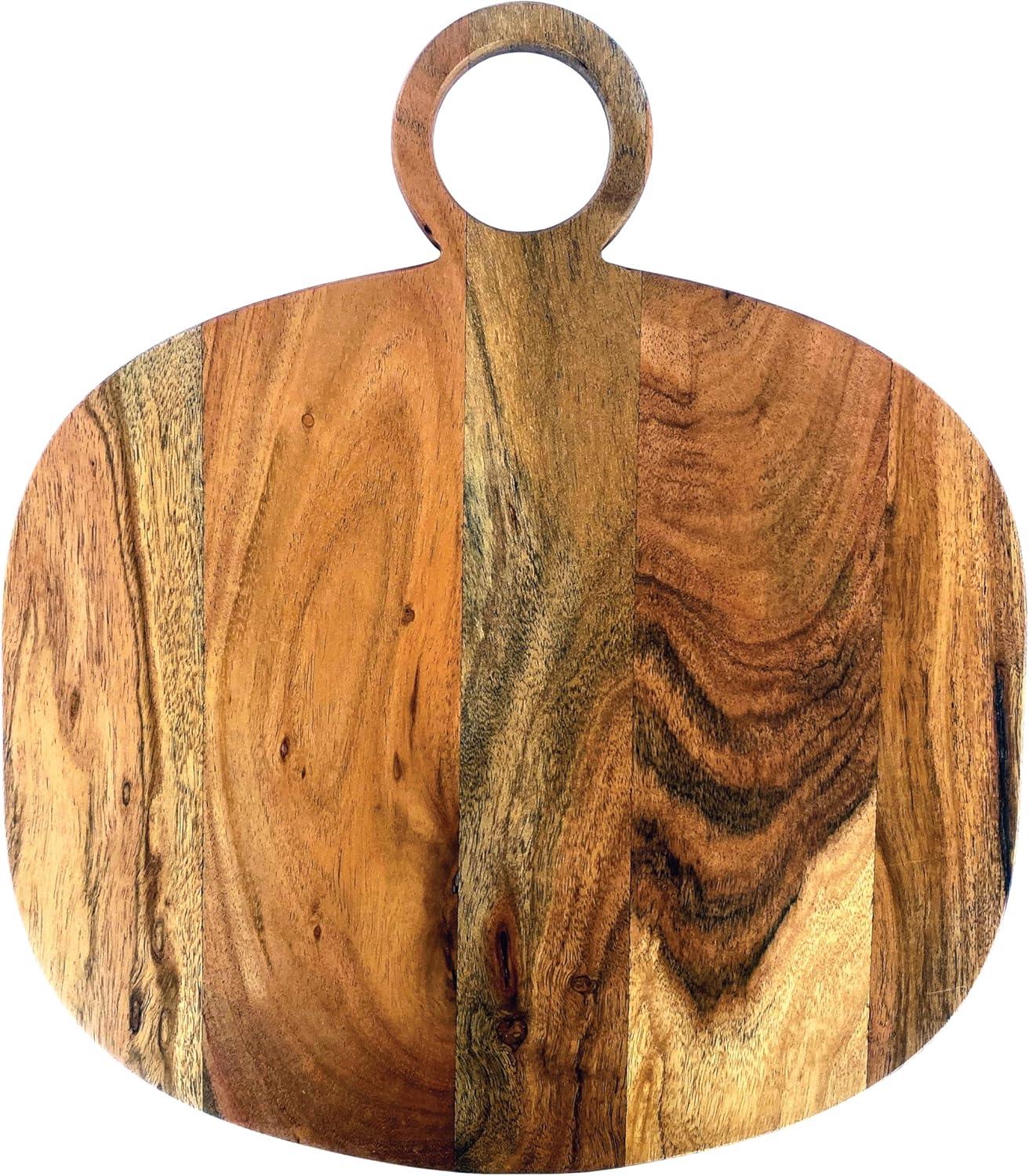 Natural Acacia Wood Oval Cheese Cutting Board with Handle