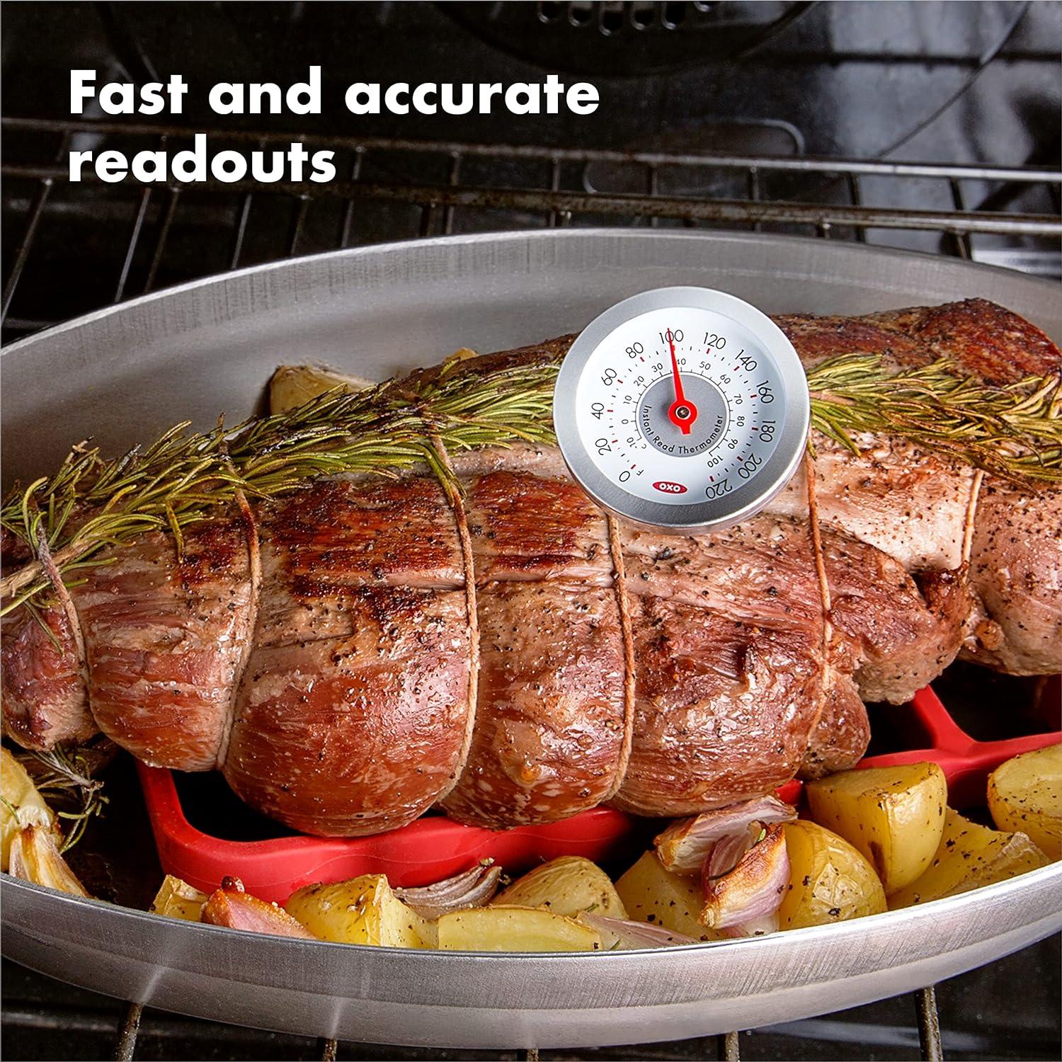 Silver Stainless Steel Instant Read Meat Thermometer