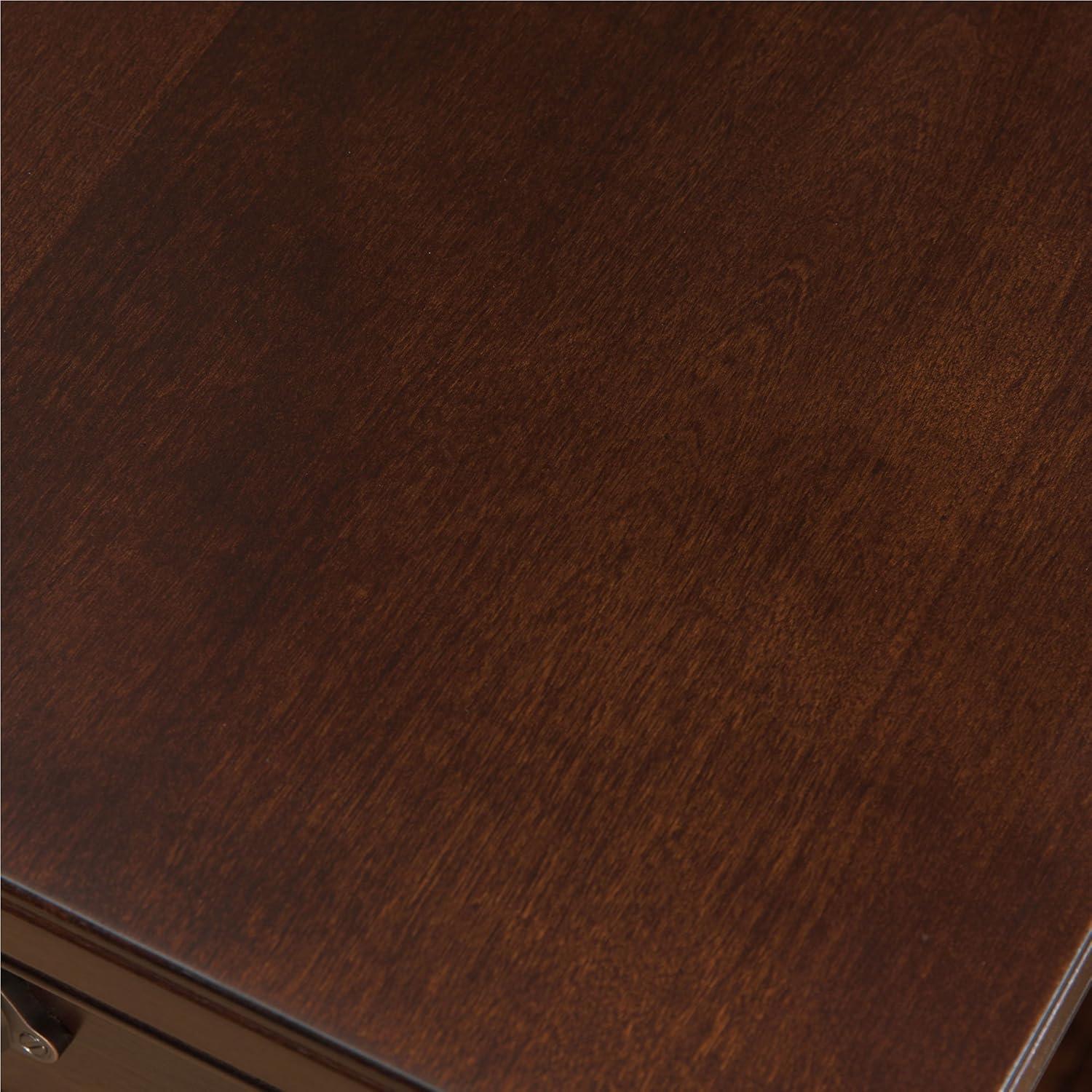 Compact Chocolate Cherry Solid Wood Adjustable Lamp Table