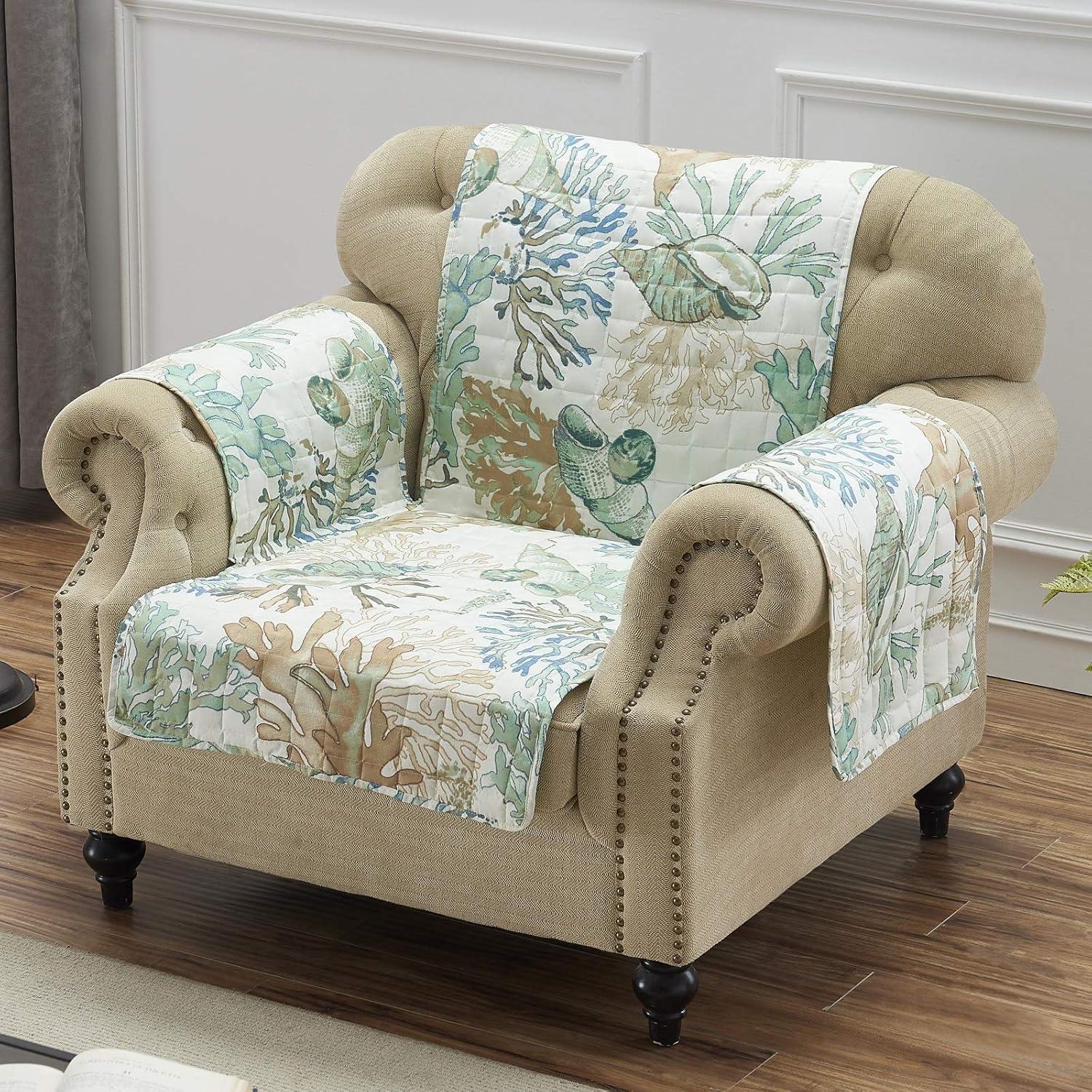 Barefoot Bungalow Atlantis Jade Reversible Furniture Slipcover