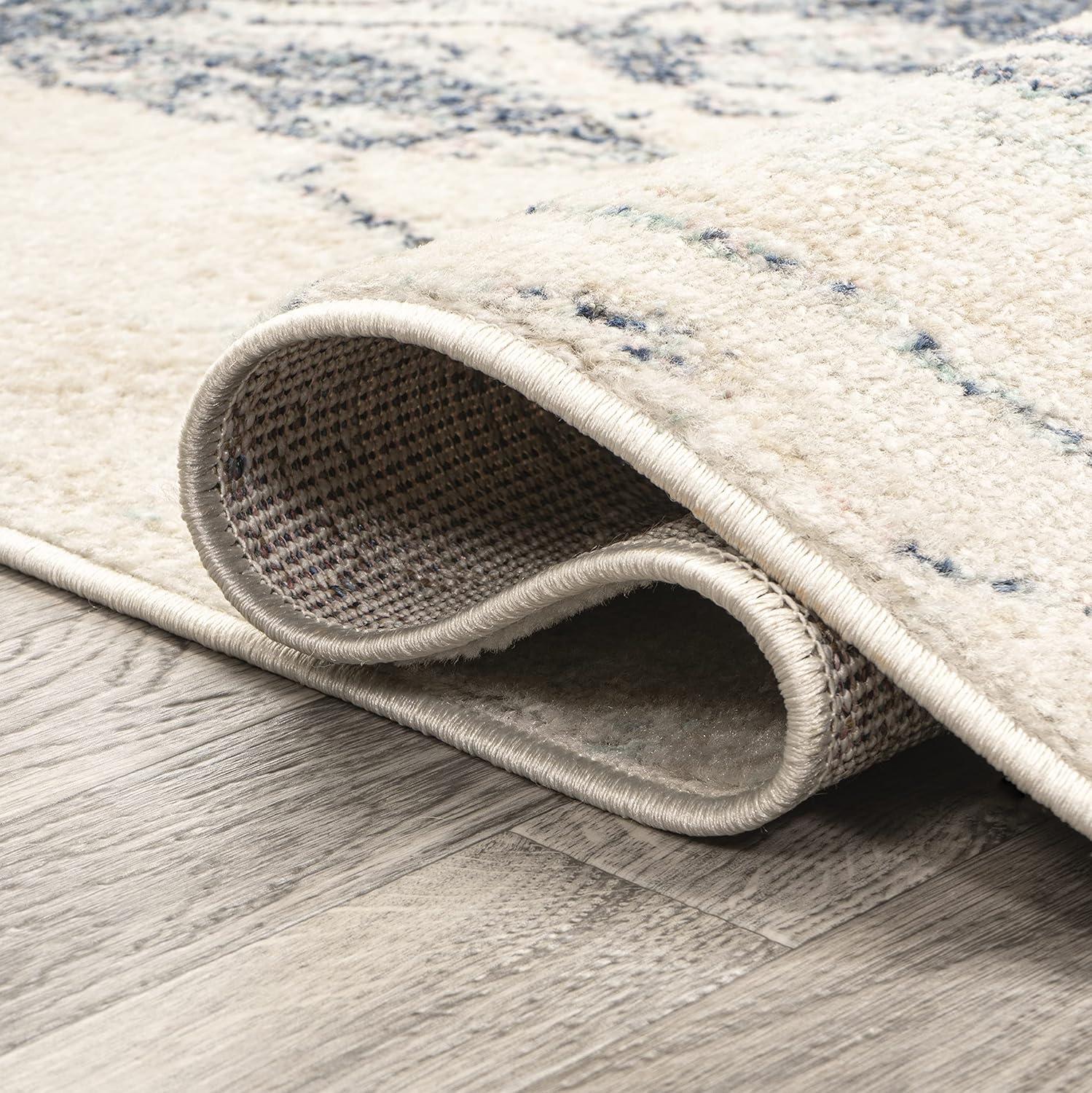 8' x 10' Marmo Abstract Marbled Modern Area Rug, Blue/Cream - JONATHAN Y