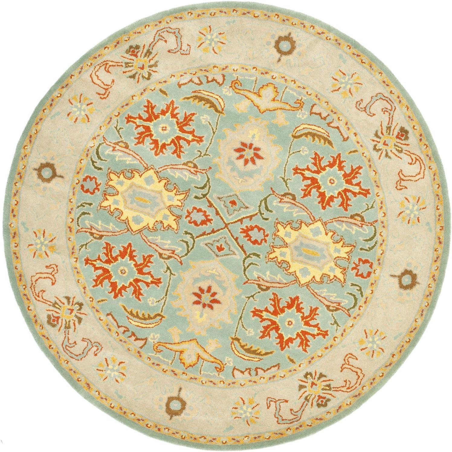 SAFAVIEH Heritage Giles Traditional Wool Area Rug, Light Blue/Ivory, 4' x 6'