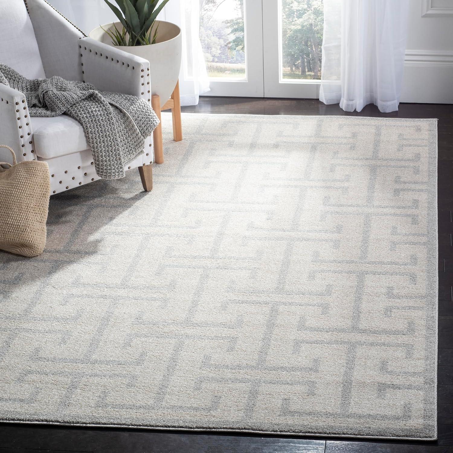 Amherst AMT404 Power Loomed Area Rug - Ivory/Light Grey - 5'3"x8' - Safavieh.