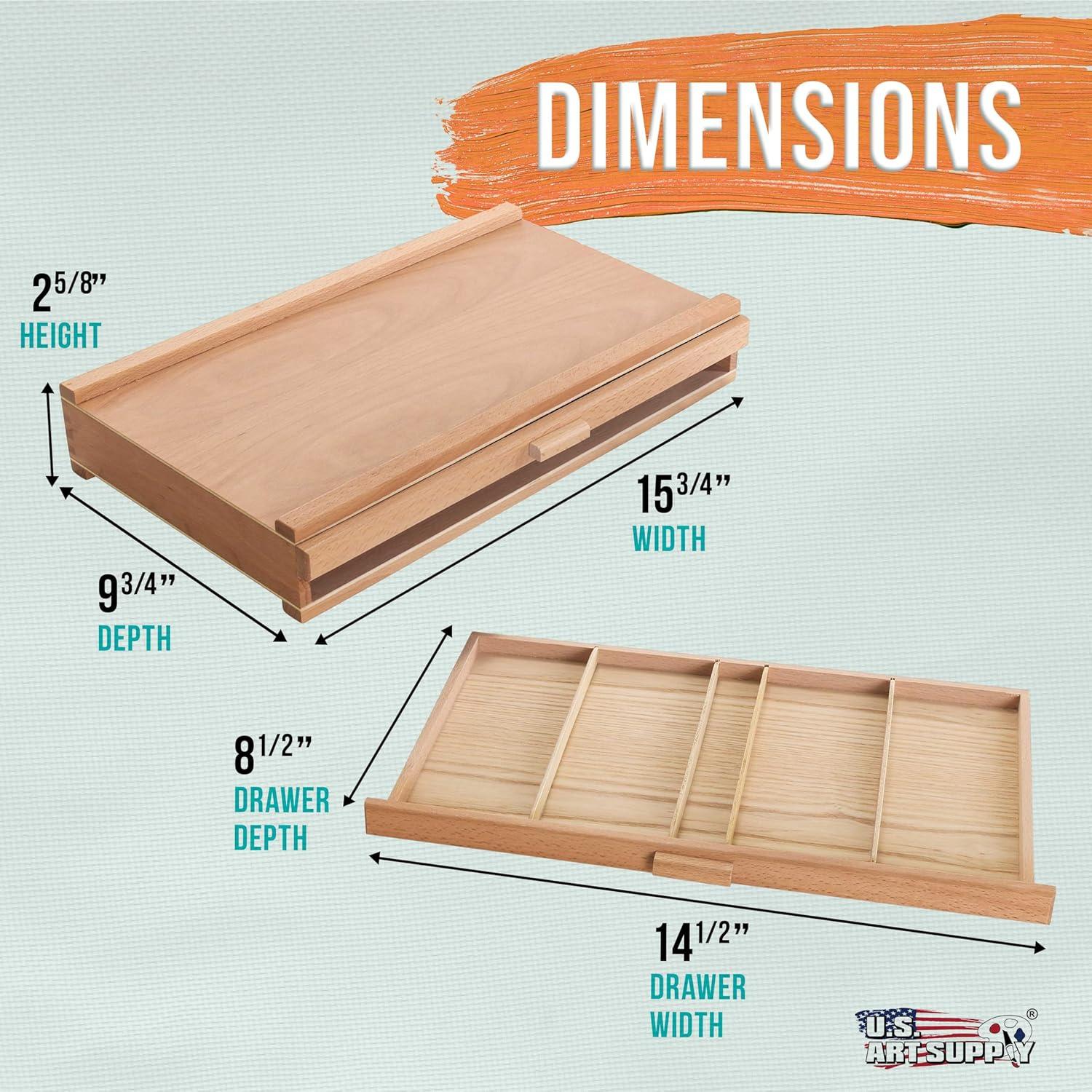 Elm Hardwood 2-Drawer Artist Storage Box with Compartments