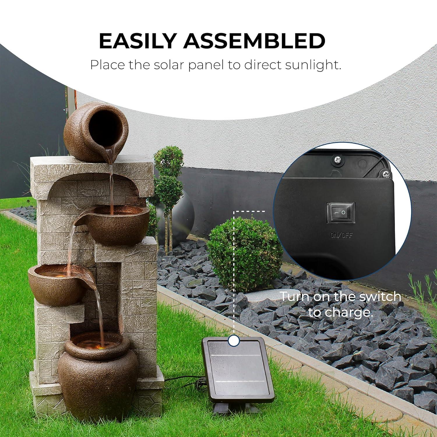 Teamson Home 28" Solar-Powered 4-Tier Outdoor Water Fountain