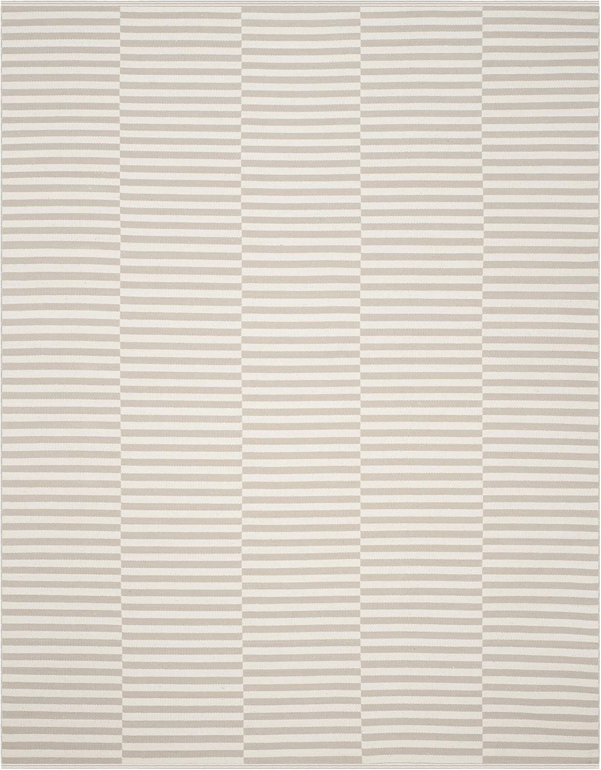 SAFAVIEH Montauk Raeyln Striped Cotton Area Rug, Ivory/Light Grey, 5' x 7'